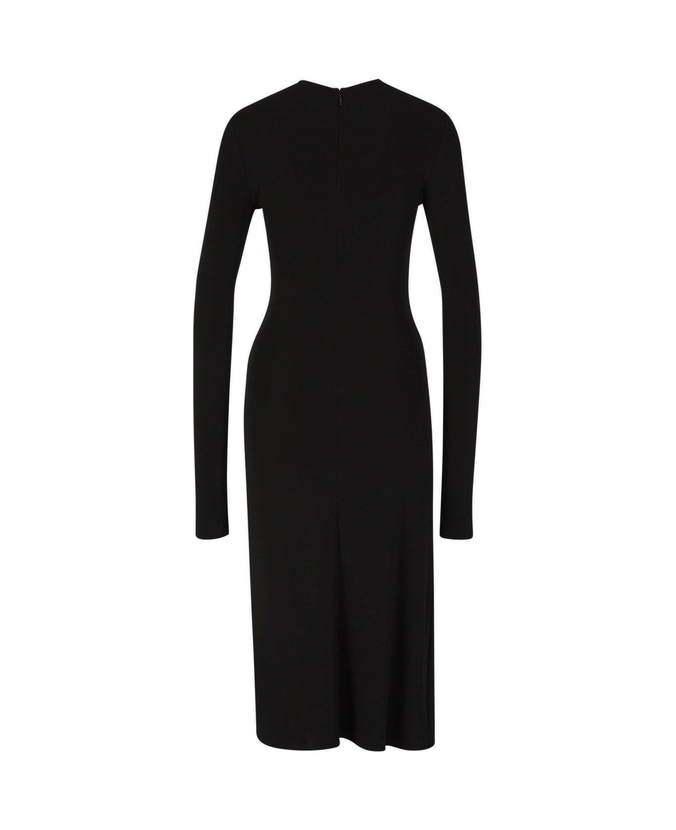 Off-White Twist Detailed Long-sleeved Dress - Nero