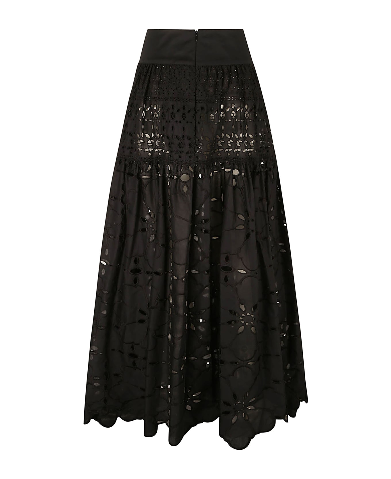 Ermanno Scervino High-waist Floral Perforated Skirt - Black