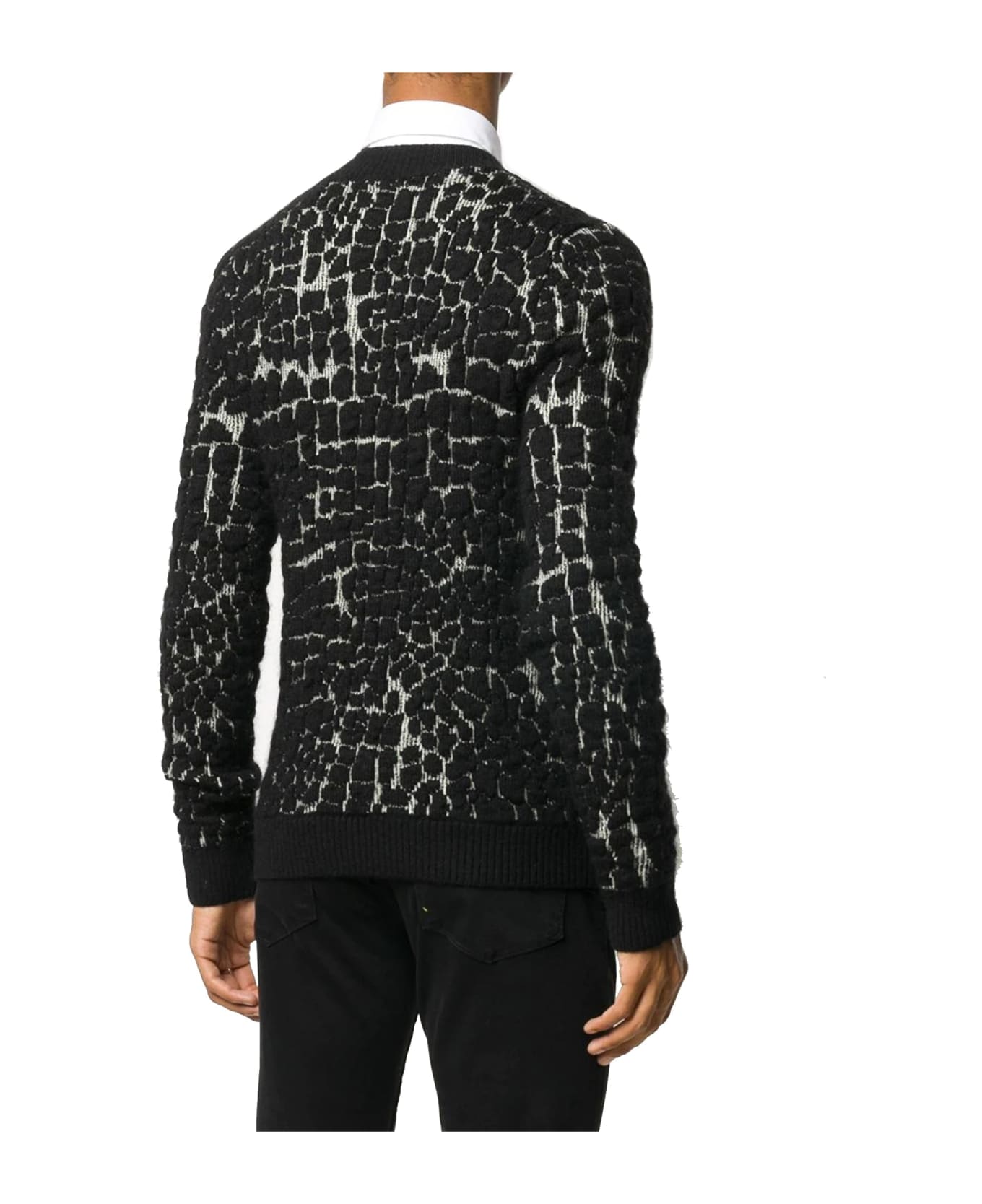 Saint Laurent Wool Mosaic-effect Jumper - Black