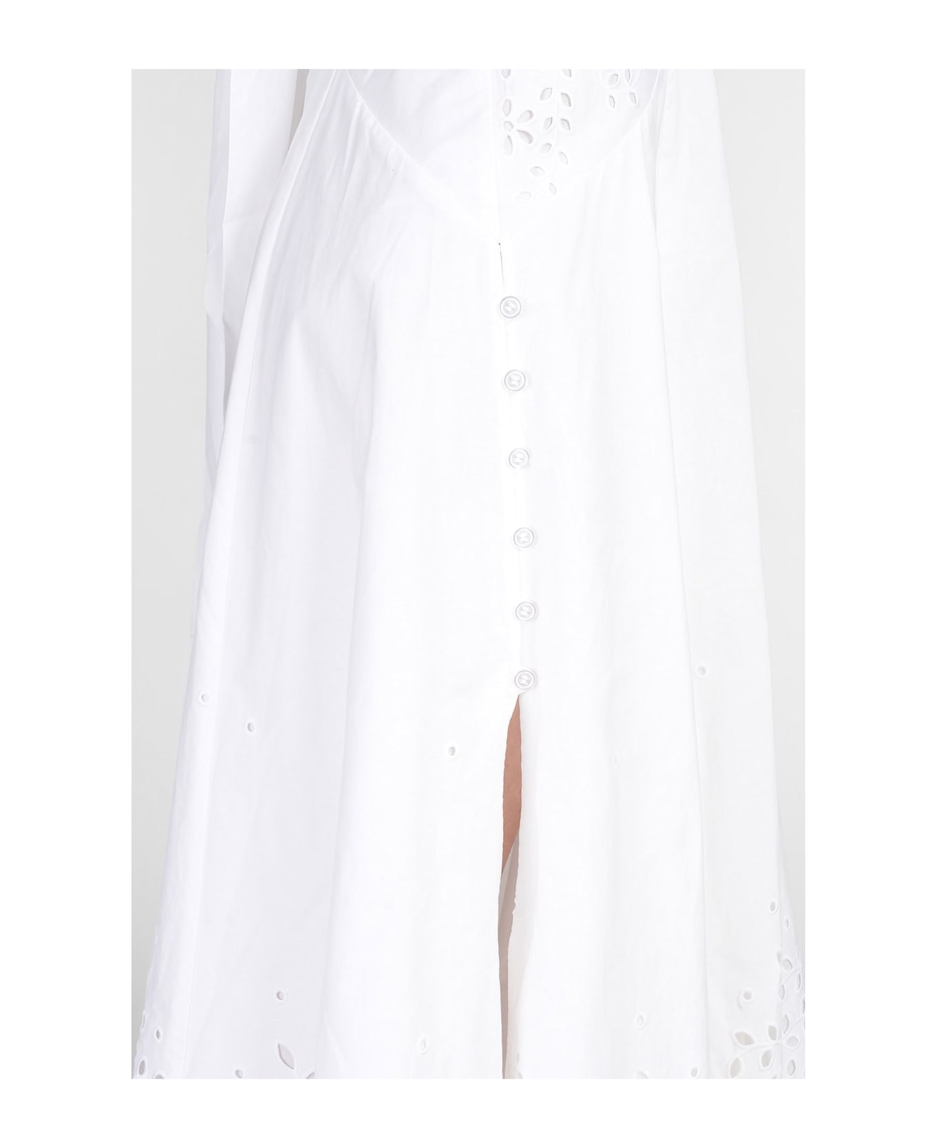self-portrait Long Dress In White Cotton - white