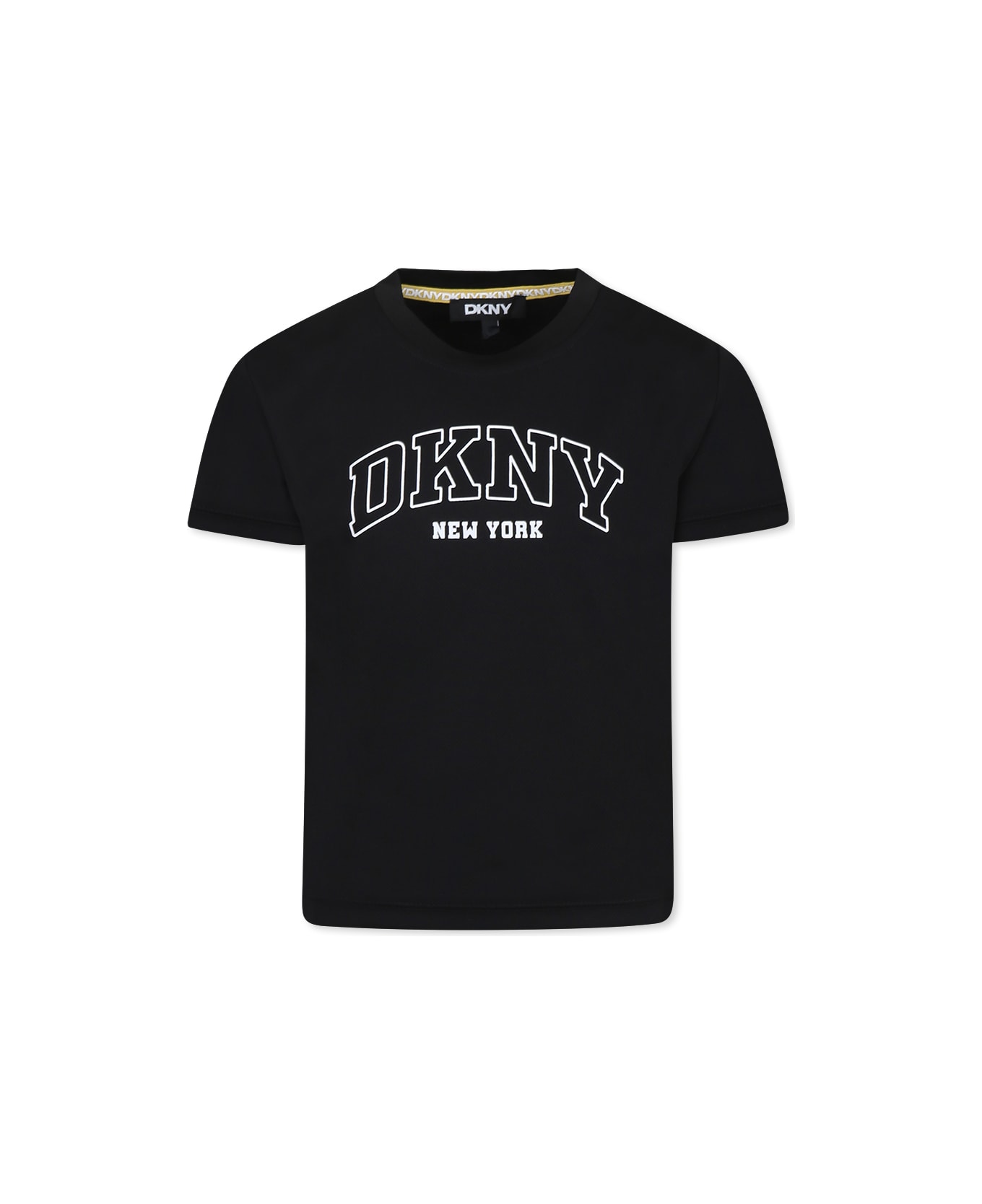 DKNY Black T-shirt For Girl With Logo - Black