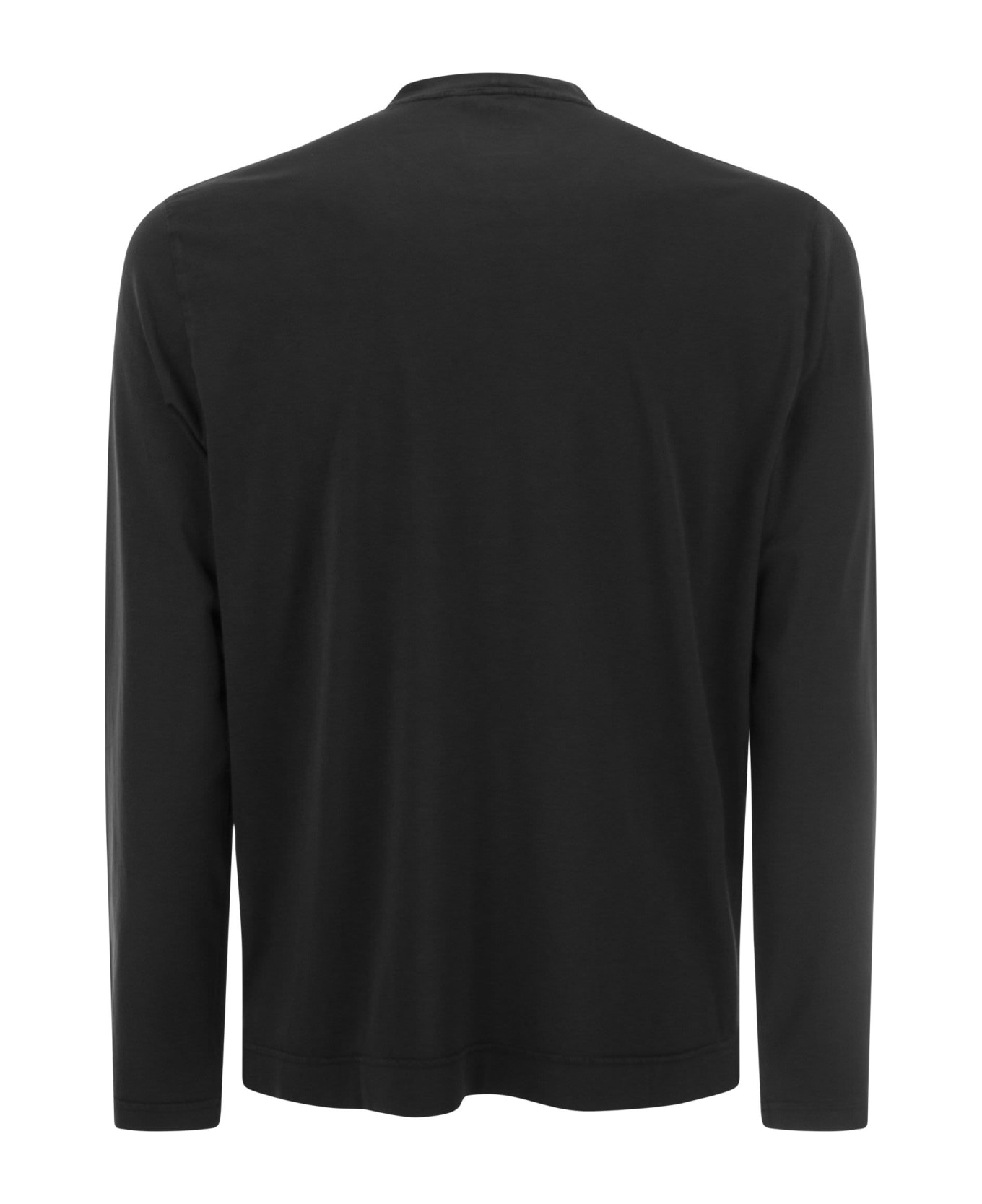 Fedeli Long-sleeved Crew-neck T-shirt - Black