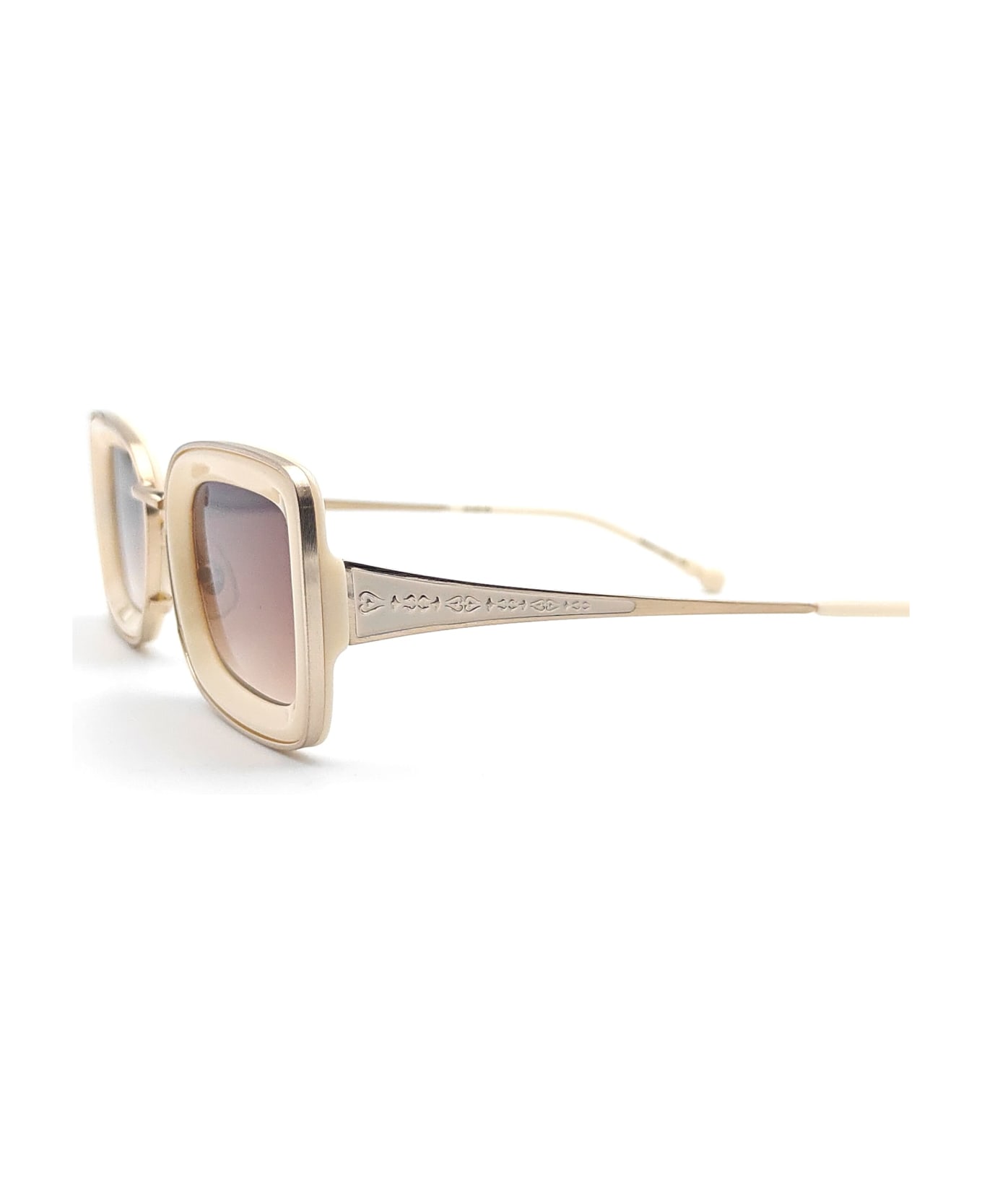 Matsuda M3124 - Brushed Gold / Milk White Sunglasses - Gold/White