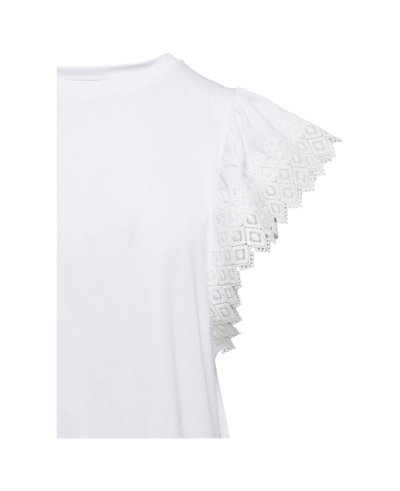 TwinSet White Crew Neck T-shirt In Cotton Woman - White Tシャツ