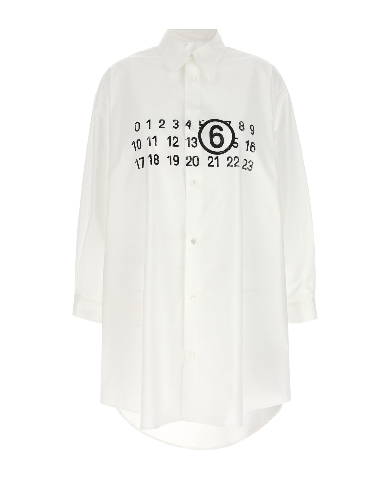 MM6 Maison Margiela 'numeric Signature' Shirt Dress - White/Black