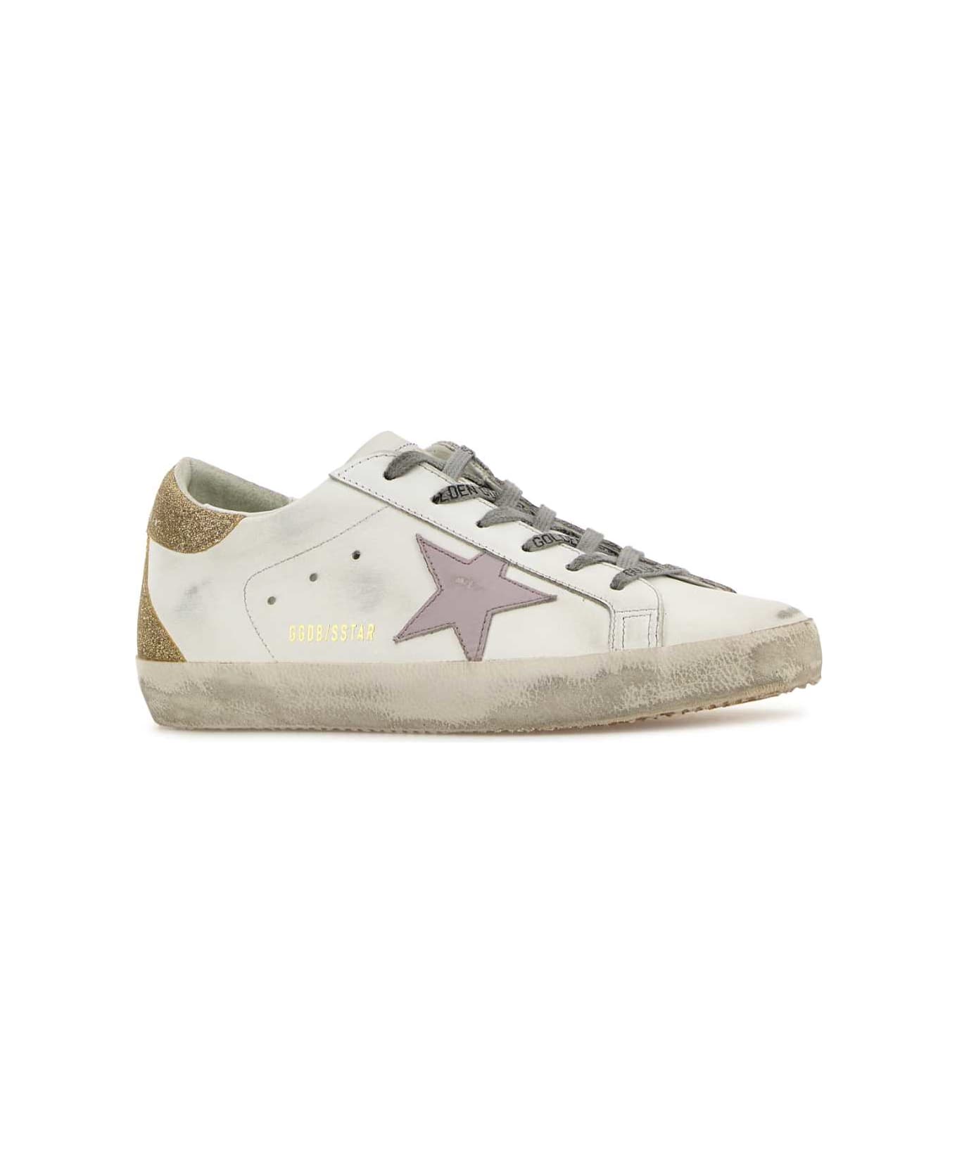 Golden Goose White Leather Super Star Classic Sneakers - WHITELILACPLATINUM
