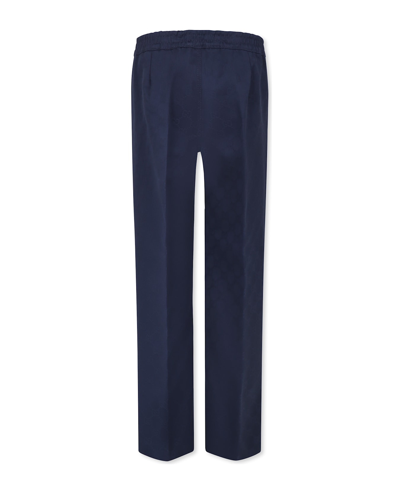 Gucci Blue Trousers For Boy With Web Detail - Blue