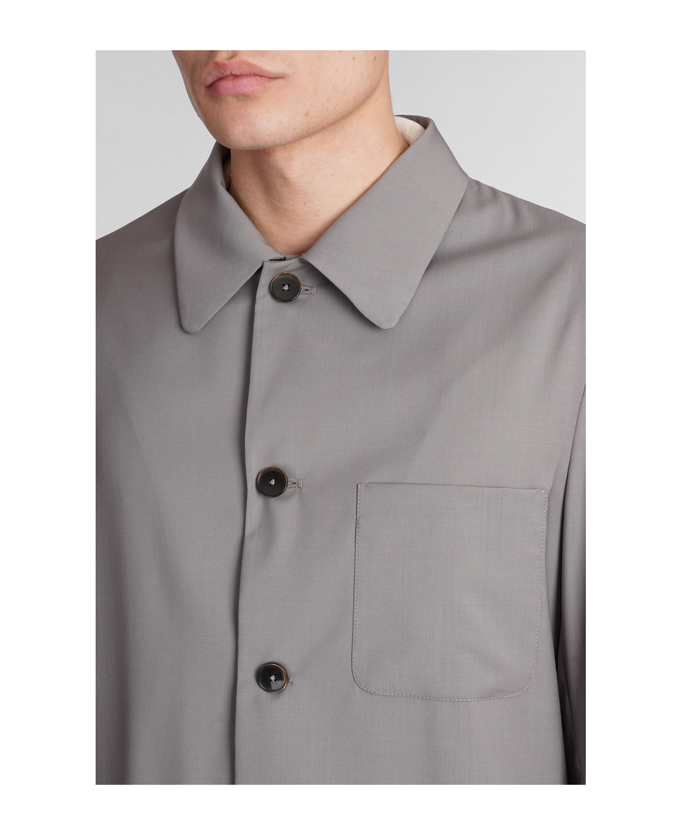 Barena Visal Shirt In Grey Wool - grey