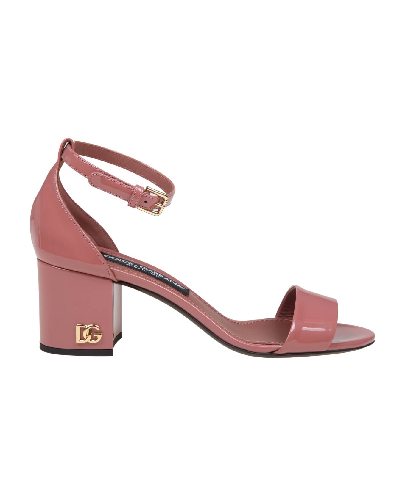 Dolce & Gabbana Pink Paint Leather Sandals - PINK