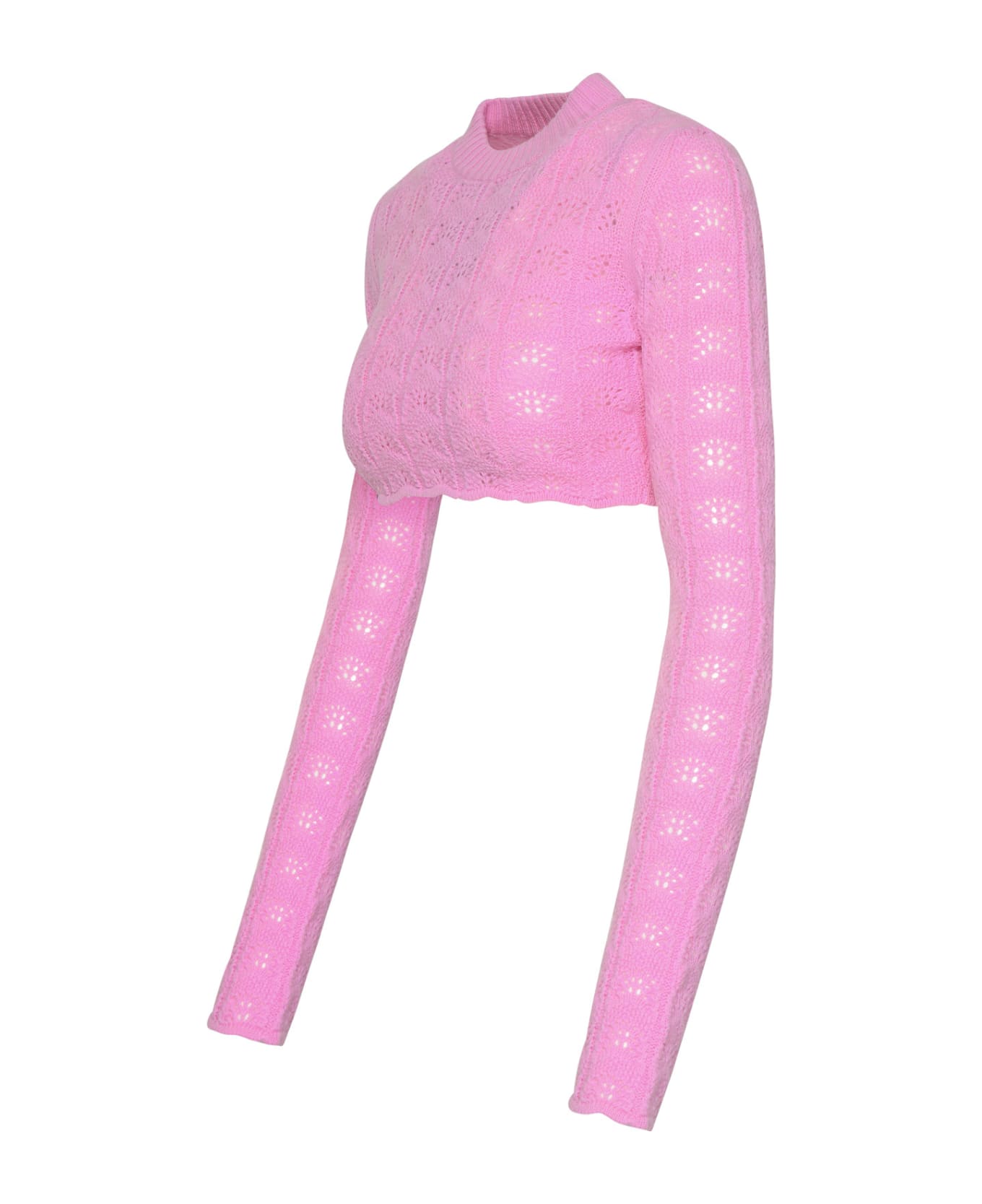 SportMax Medea Pink Cashmere Blend Cropped Sweater - Pink