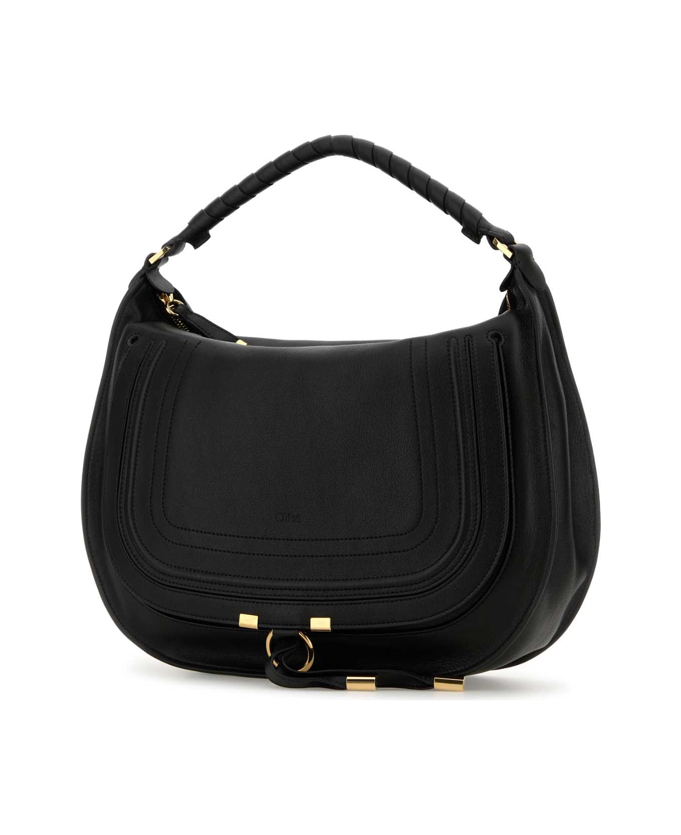 Chloé Black Leather Marcie Shoulder Bag - BLACK
