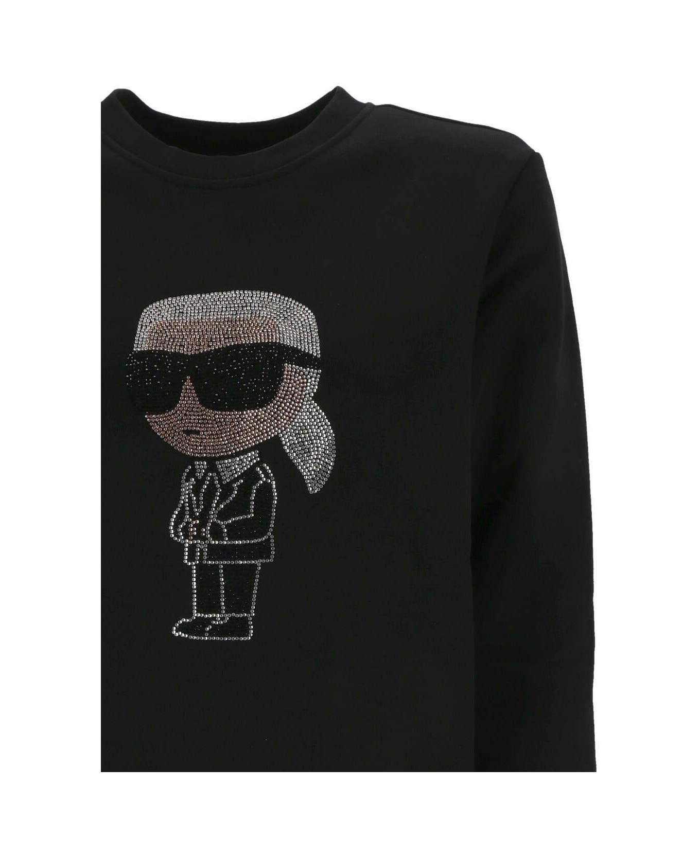 Karl Lagerfeld Embellished Crewneck Sweatshirt - BLACK