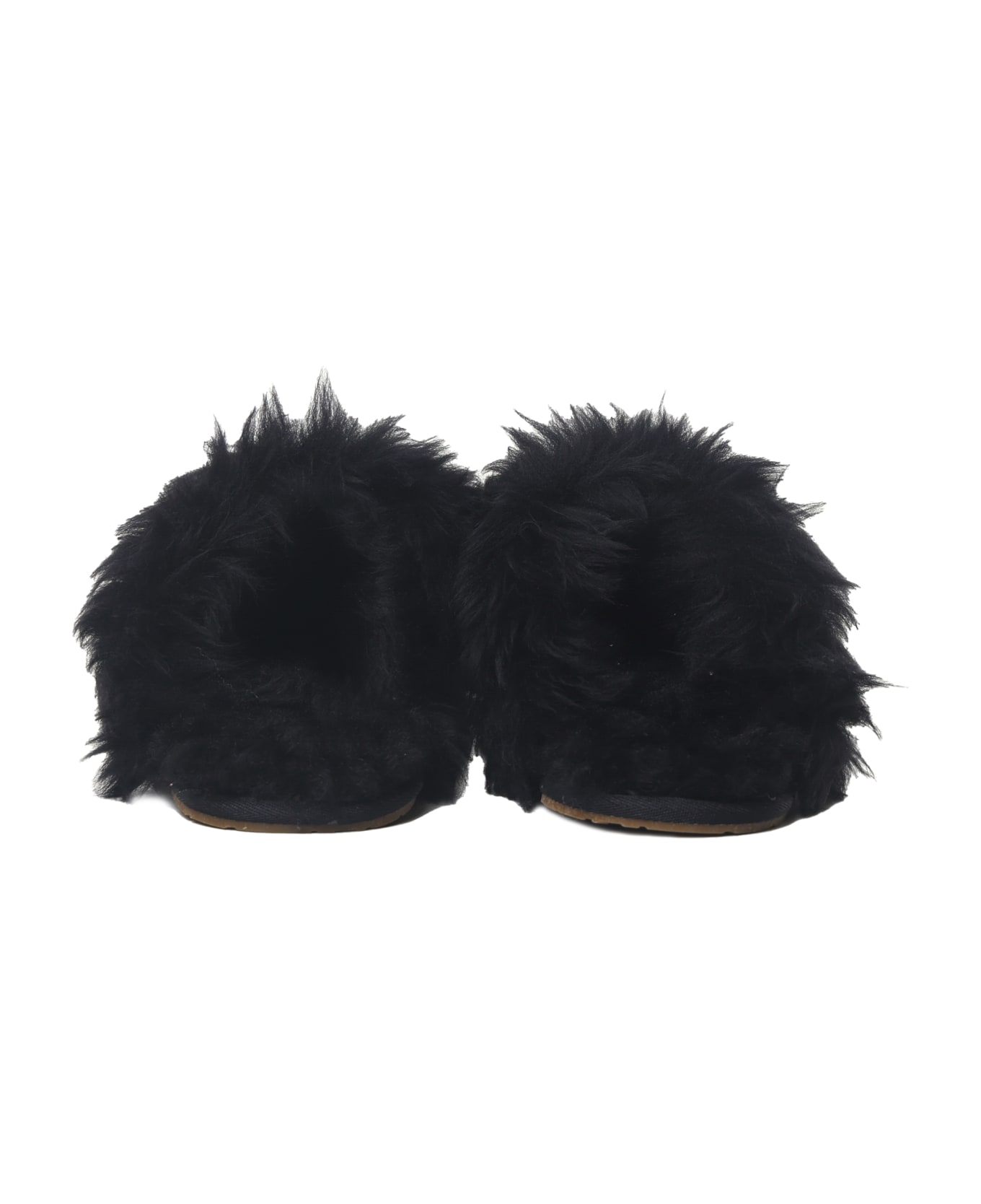 UGG Scuff Sis Slippers In Shearling With Fur Trim - Black