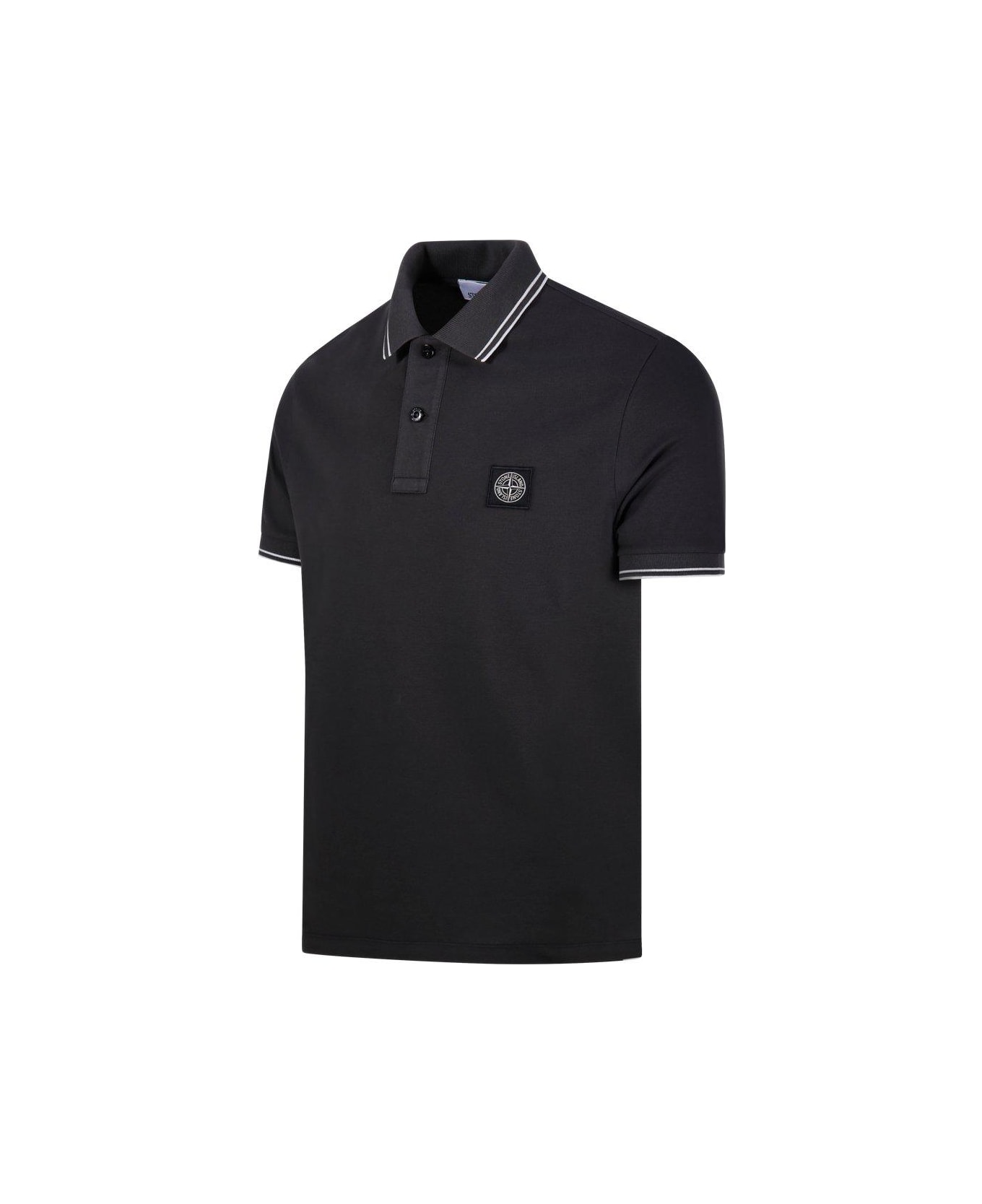 Stone Island Logo Patch Short-sleeved Polo Shirt - Grey