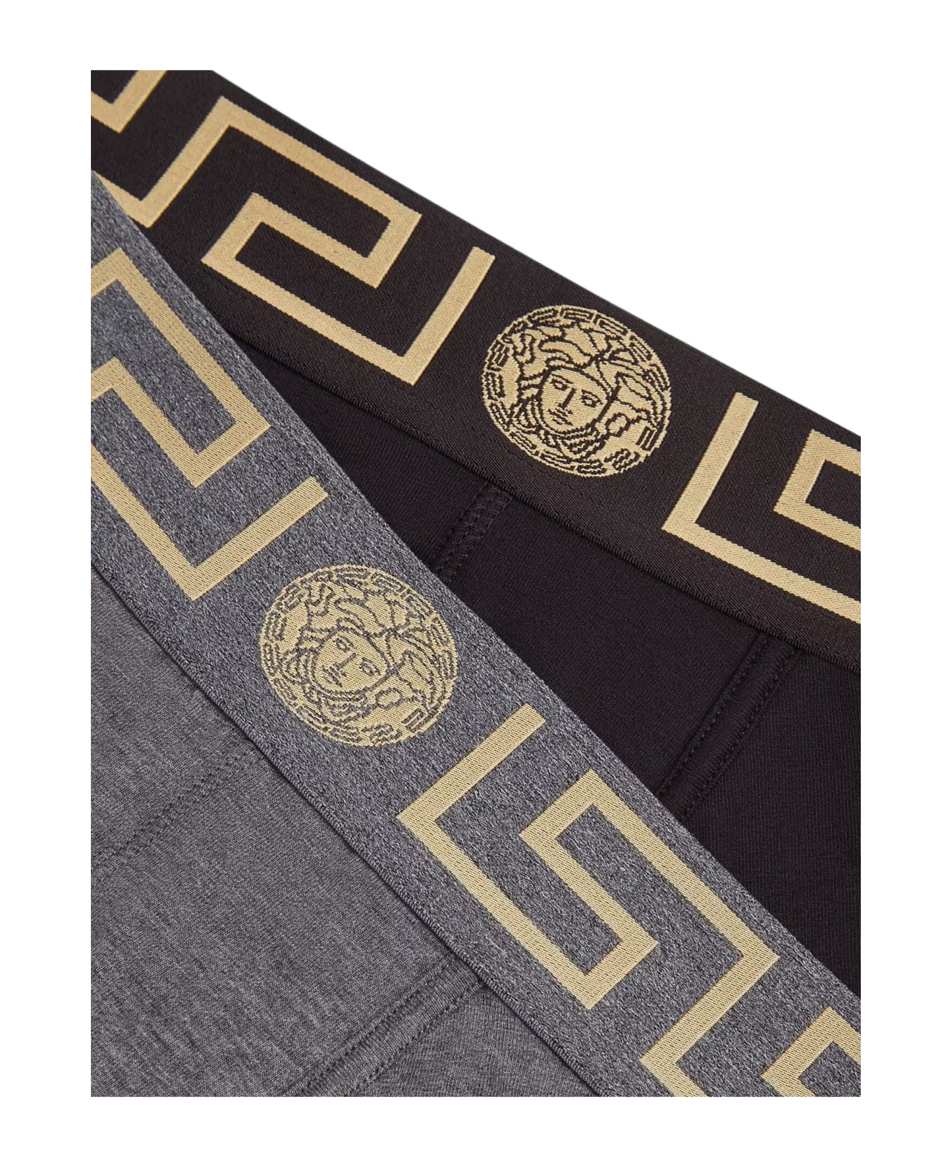 Versace Pack Of Two Boxer Shorts With Greek Motif - BK/GR