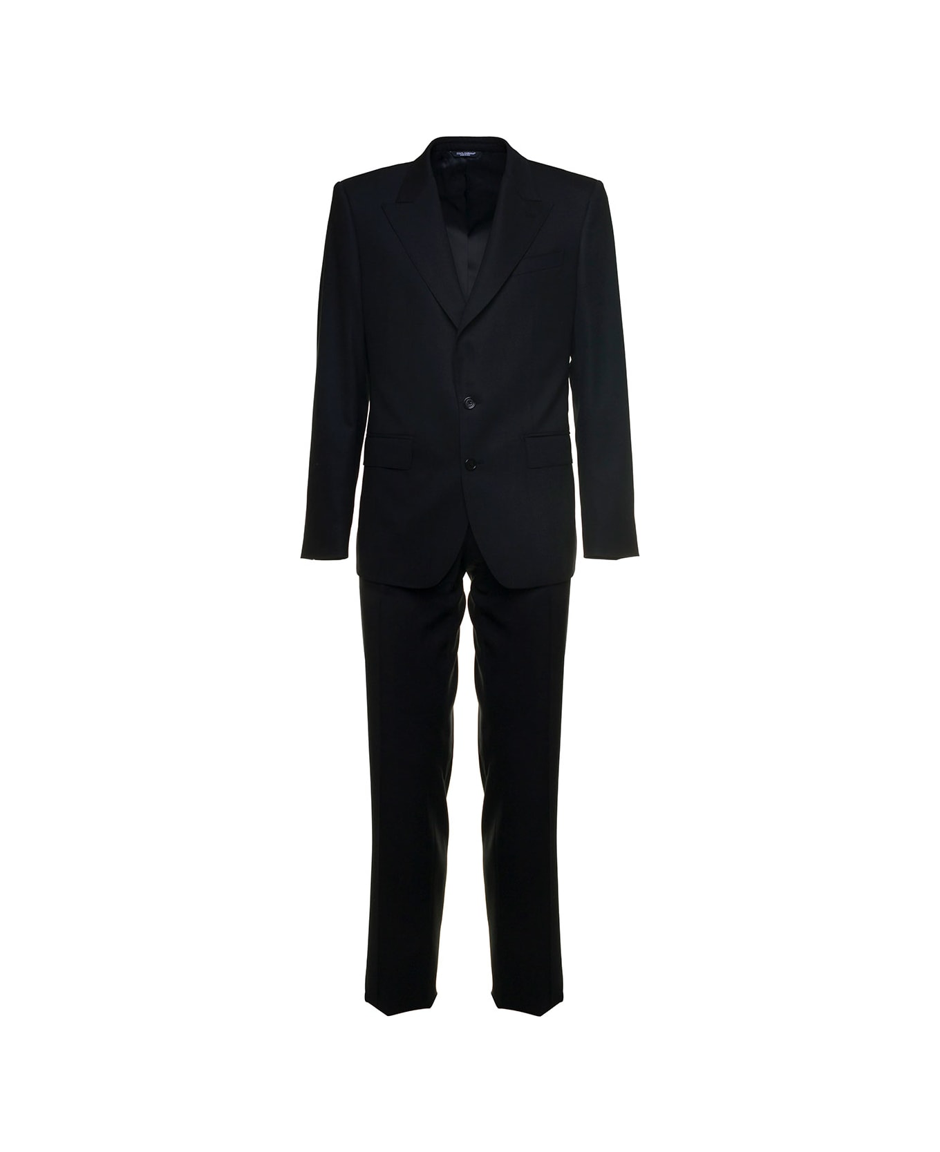 Dolce & Gabbana Man's Single-breasted  Black Wool Tailored Suit - Black