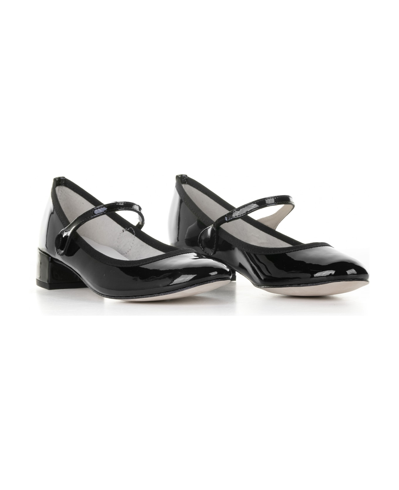 Repetto Ballerina In Shiny Leather With Strap - NOIR