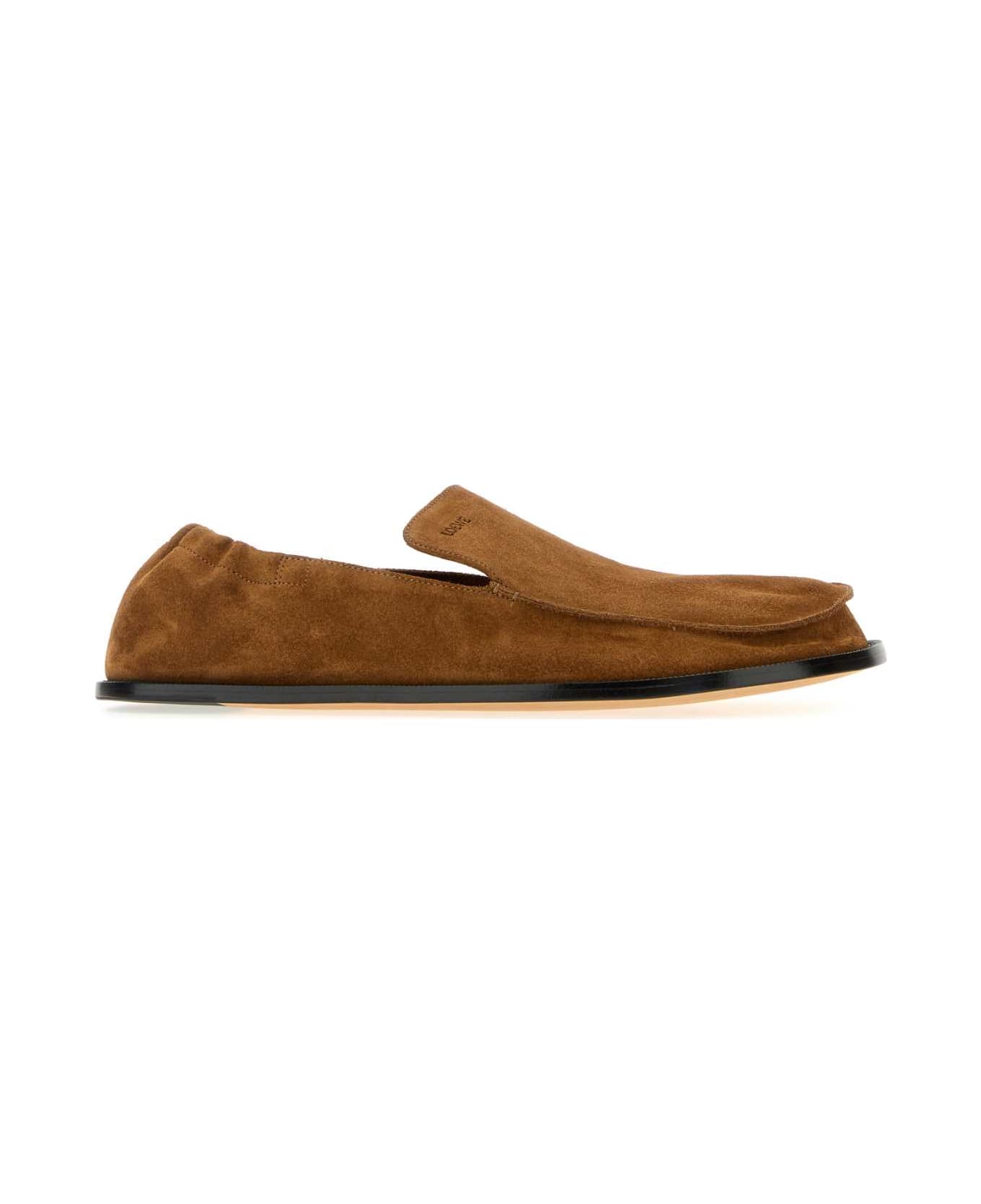 Loewe Camel Suede Flex Loafers - CHOCOLATE