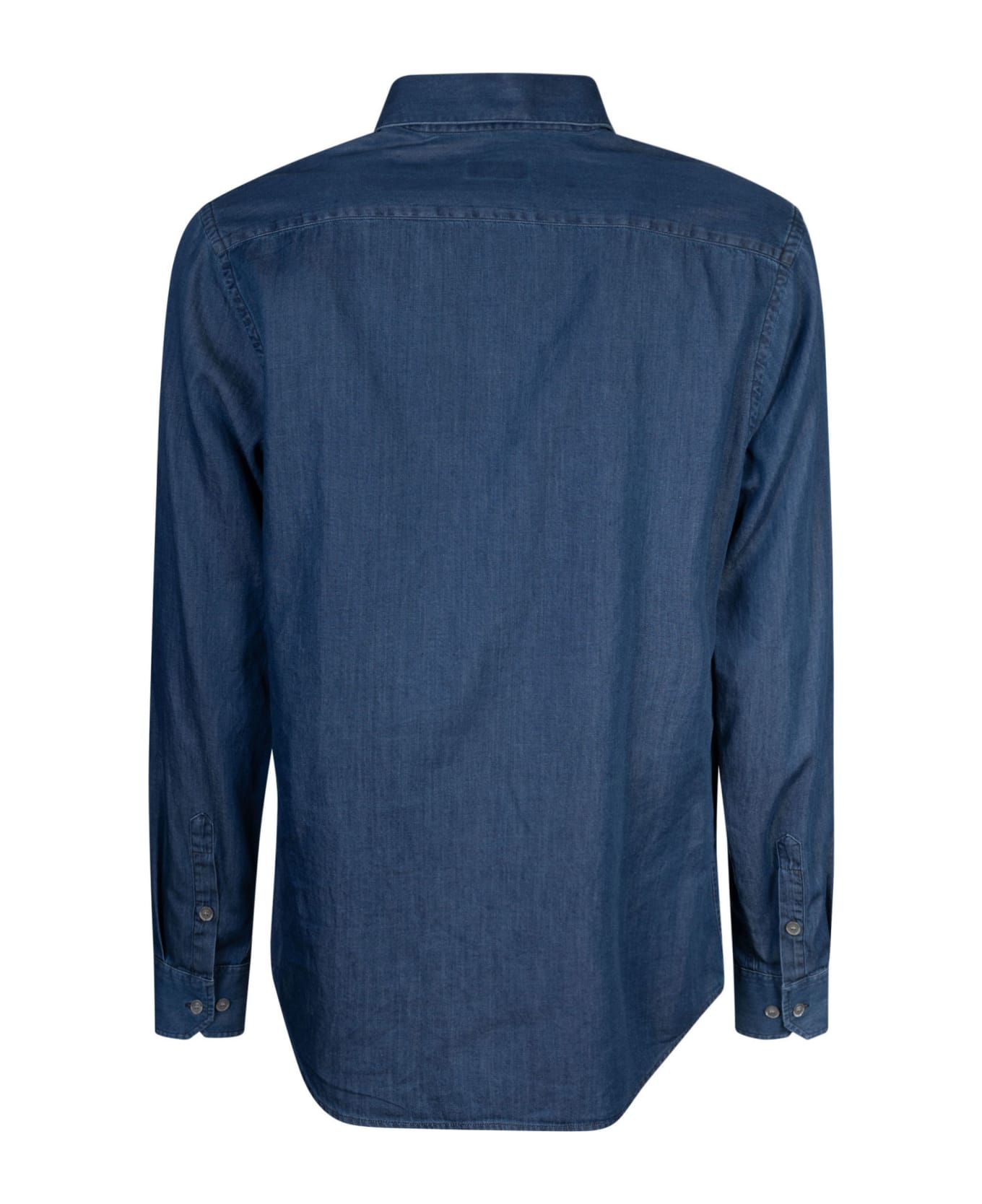 Giorgio Armani Round Hem Plain Shirt - Blue Denim