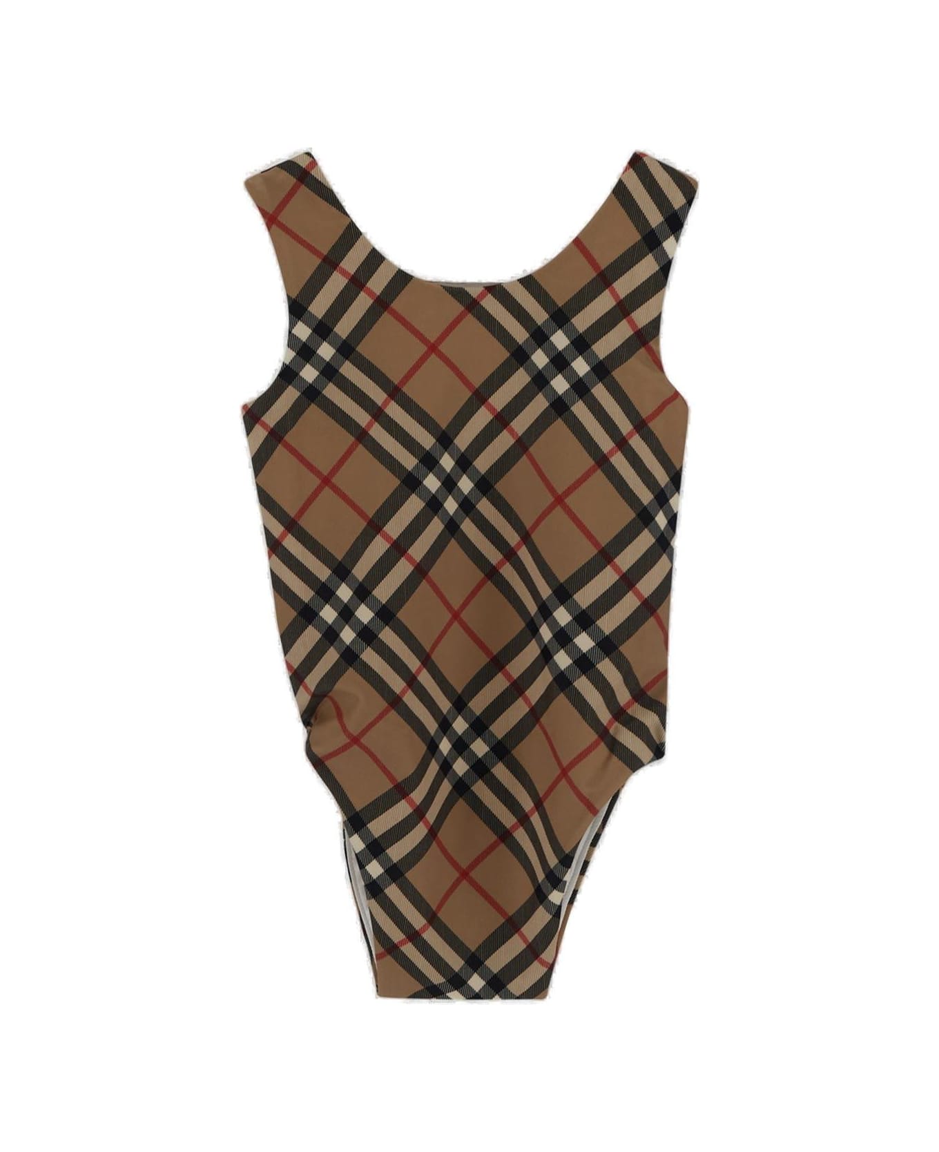 burberry Sheer Vintage Check Sleeveless Swimsuit - NEUTRALS