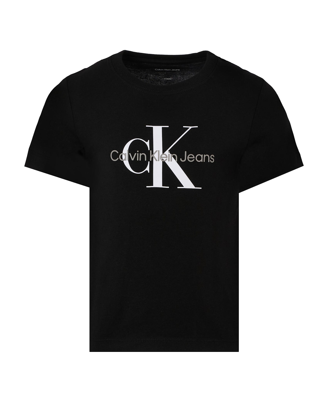 Calvin Klein Black T-shirt For Kids With White Logo - Black