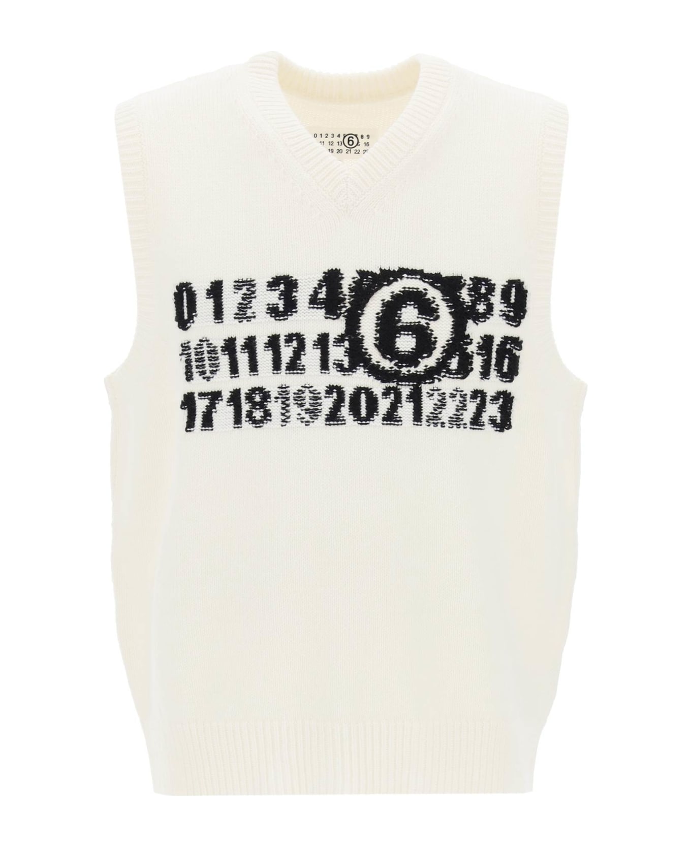 MM6 Maison Margiela Vest With Jacquard Numeric Logo - White ベスト