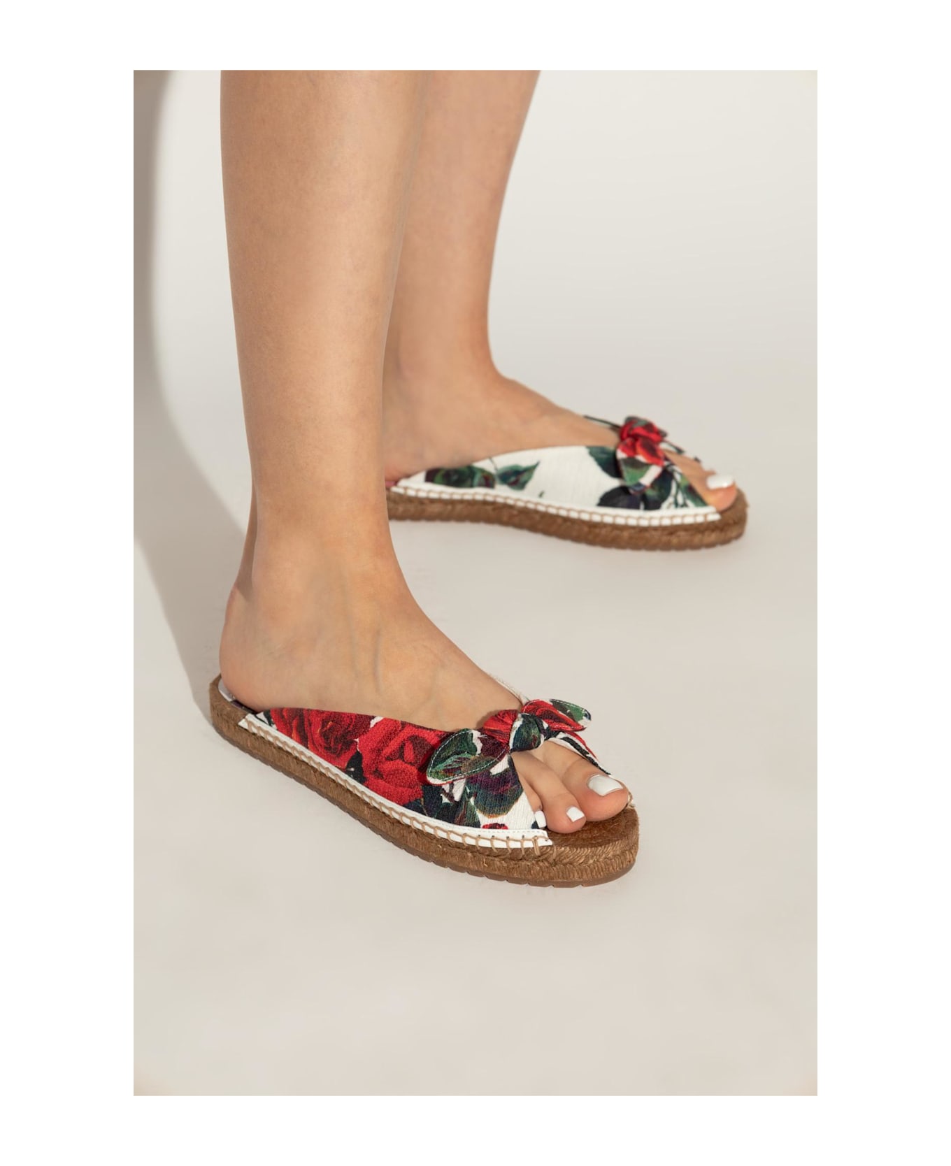 Dolce 
Gabbana Floral Motif Slides - White