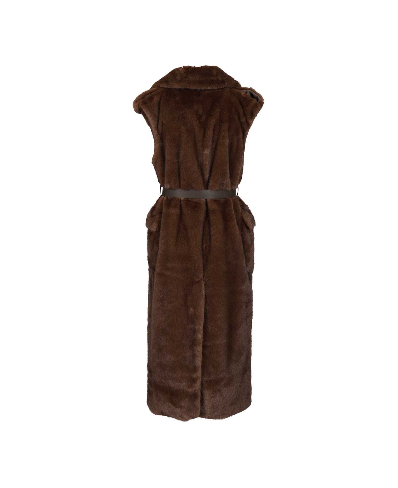Parosh Sleeveless Coat - Brown
