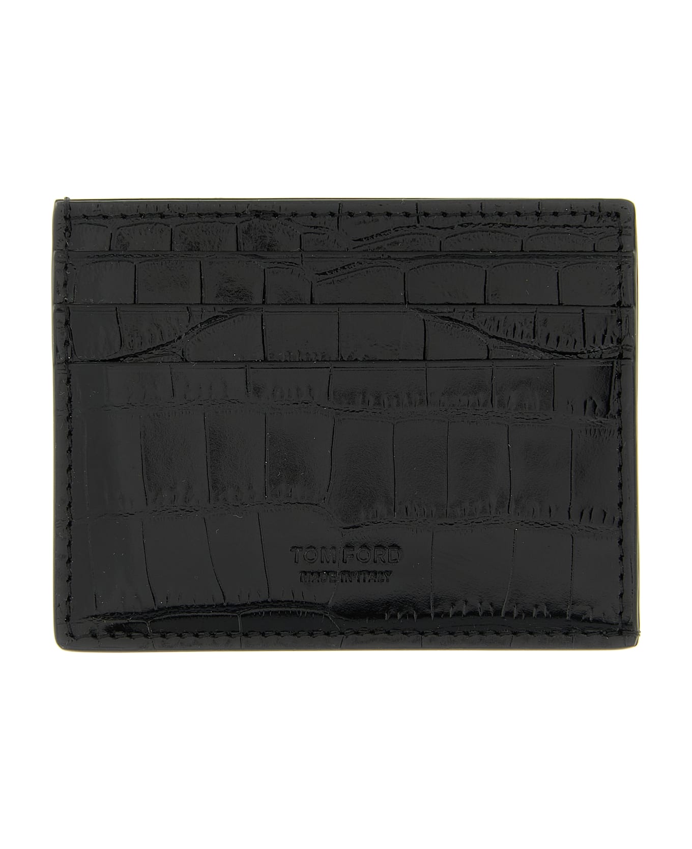 Tom Ford Crocodile Leather Card Holder - Black  