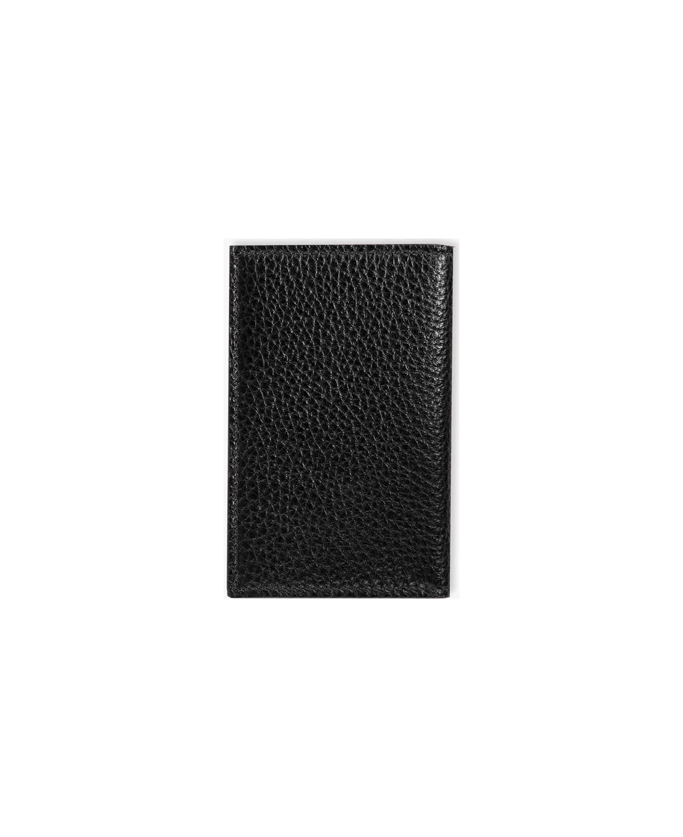 Larusmiani Vertical Card Holder Amedeo Wallet - Black