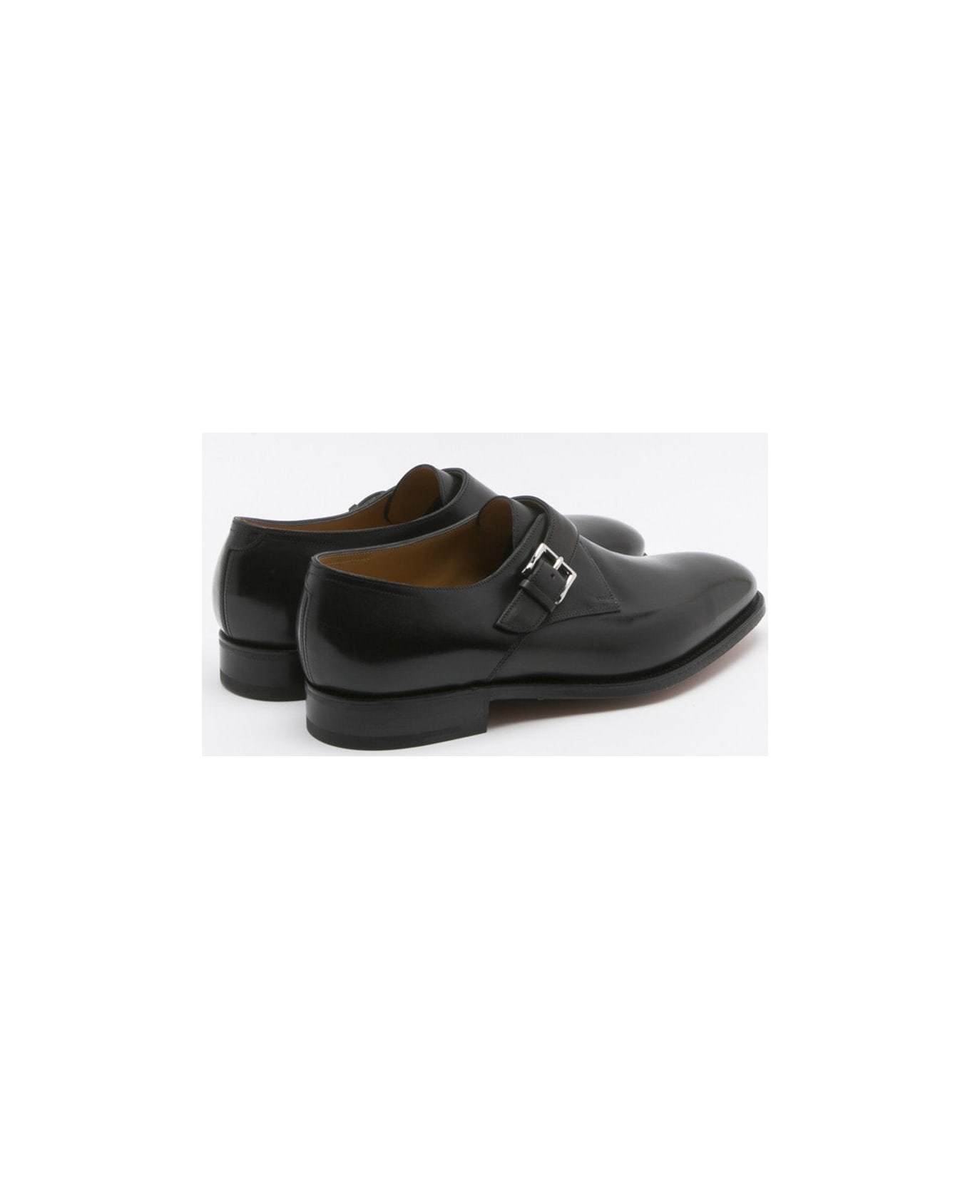 John Lobb Black Calf Monk Strap Shoe - Nero