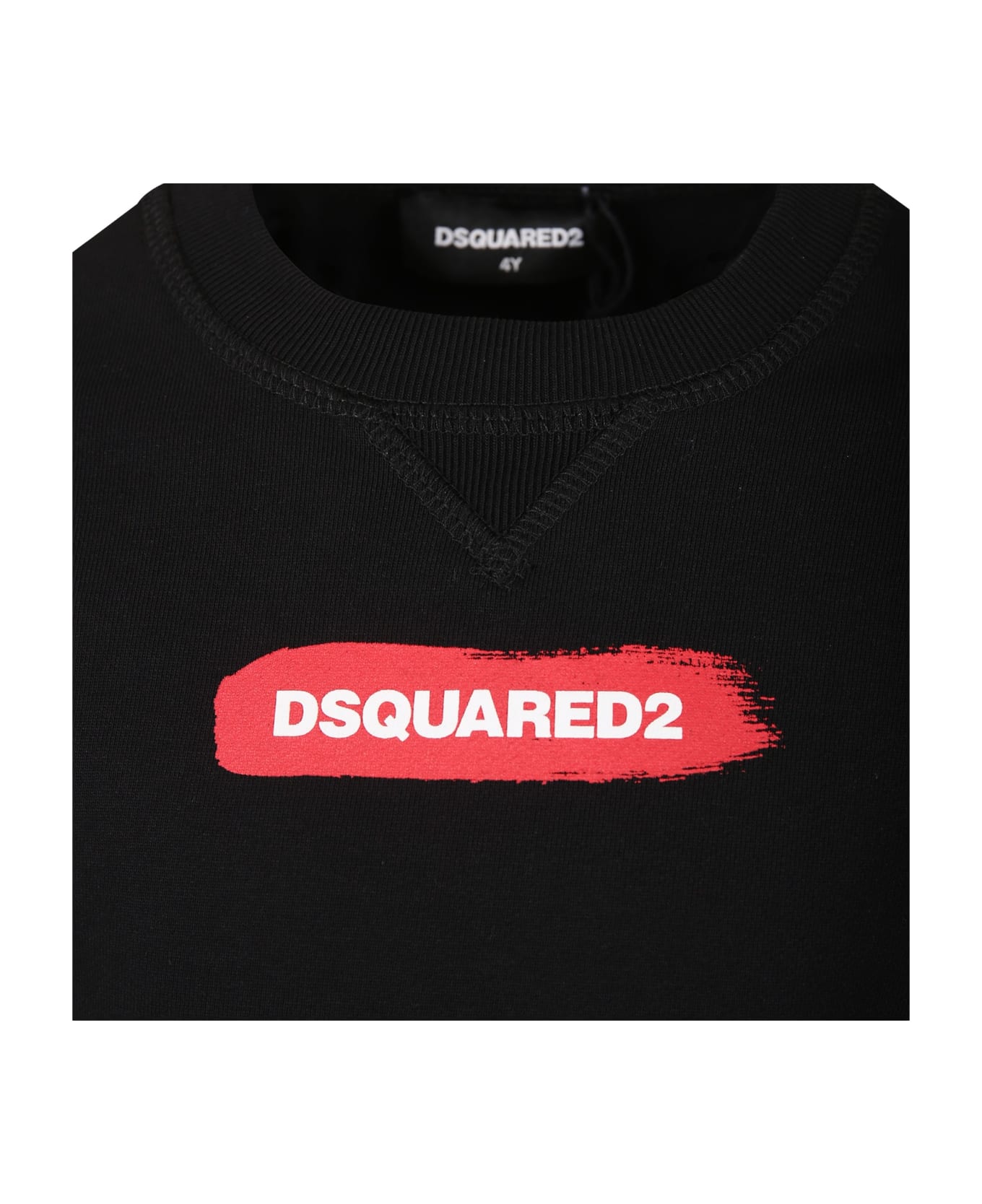Dsquared2 Black Sweatshirt For Boy With Logo - Black ニットウェア＆スウェットシャツ