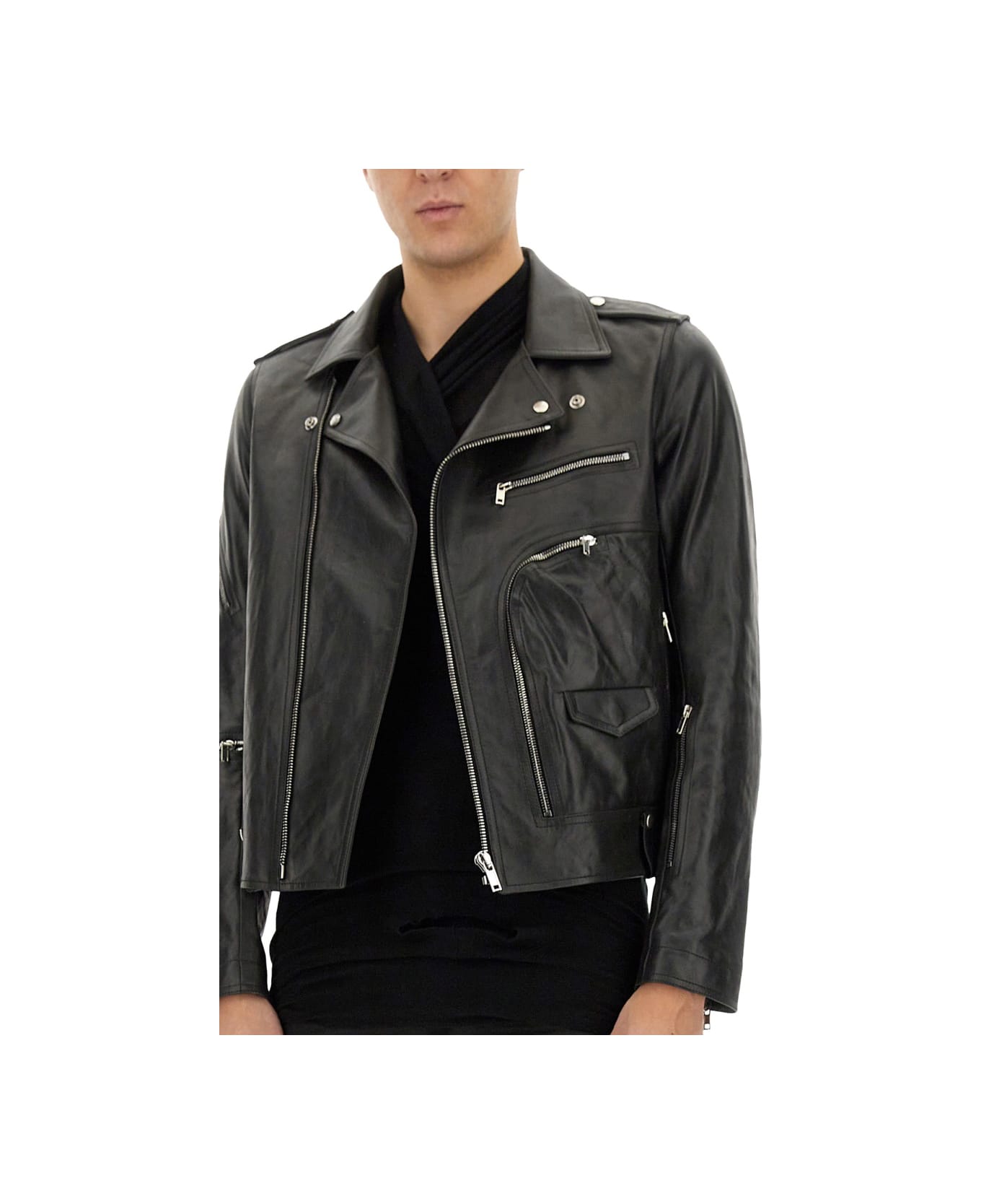 Rick Owens Leather "brad" Jacket - BLACK