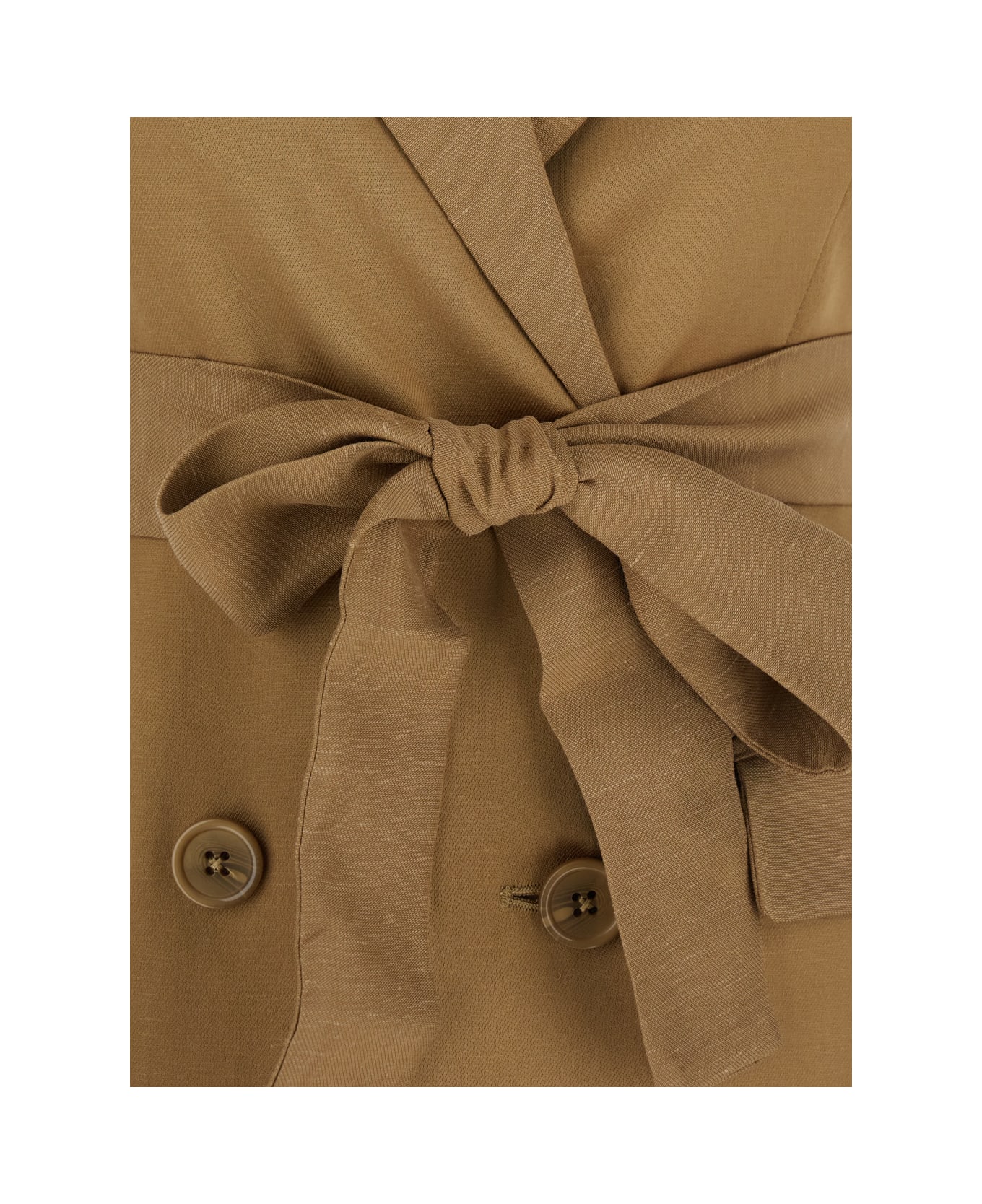 TwinSet Beige Double-breasted Vest With Peak Revers And Adjustable Belt In Viscose Blend Woman - Beige