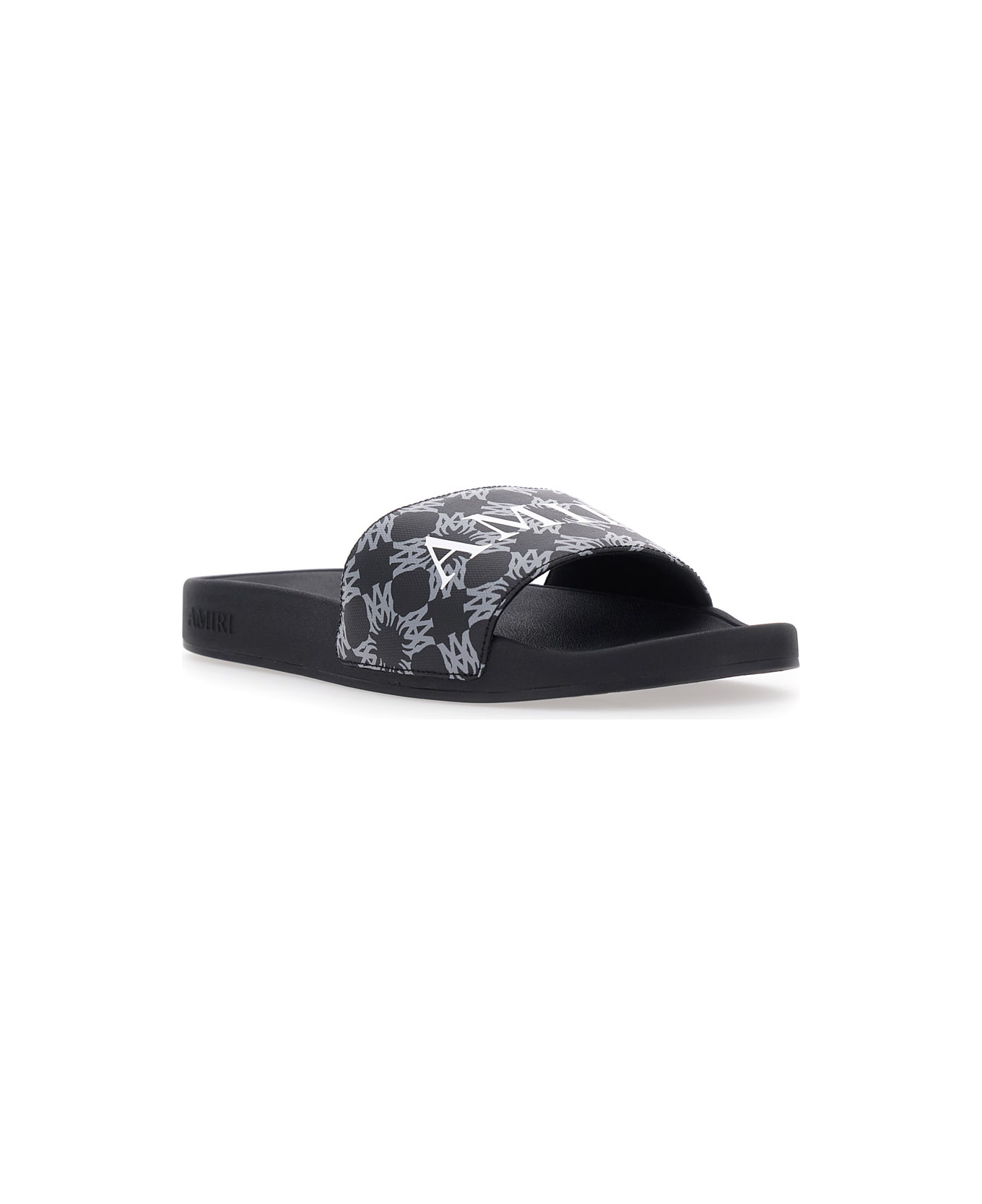 AMIRI Black Sandals With Logo Lettering On The Front In Rubber Man - Black