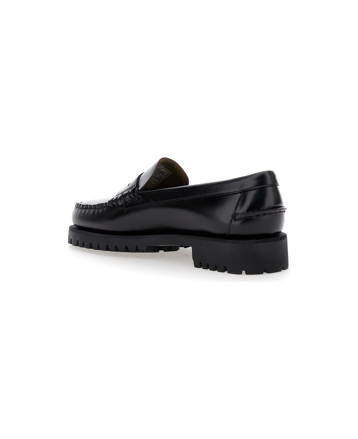 Sebago Black Slip-on Loafers With Lug Sole In Leather Woman - Black