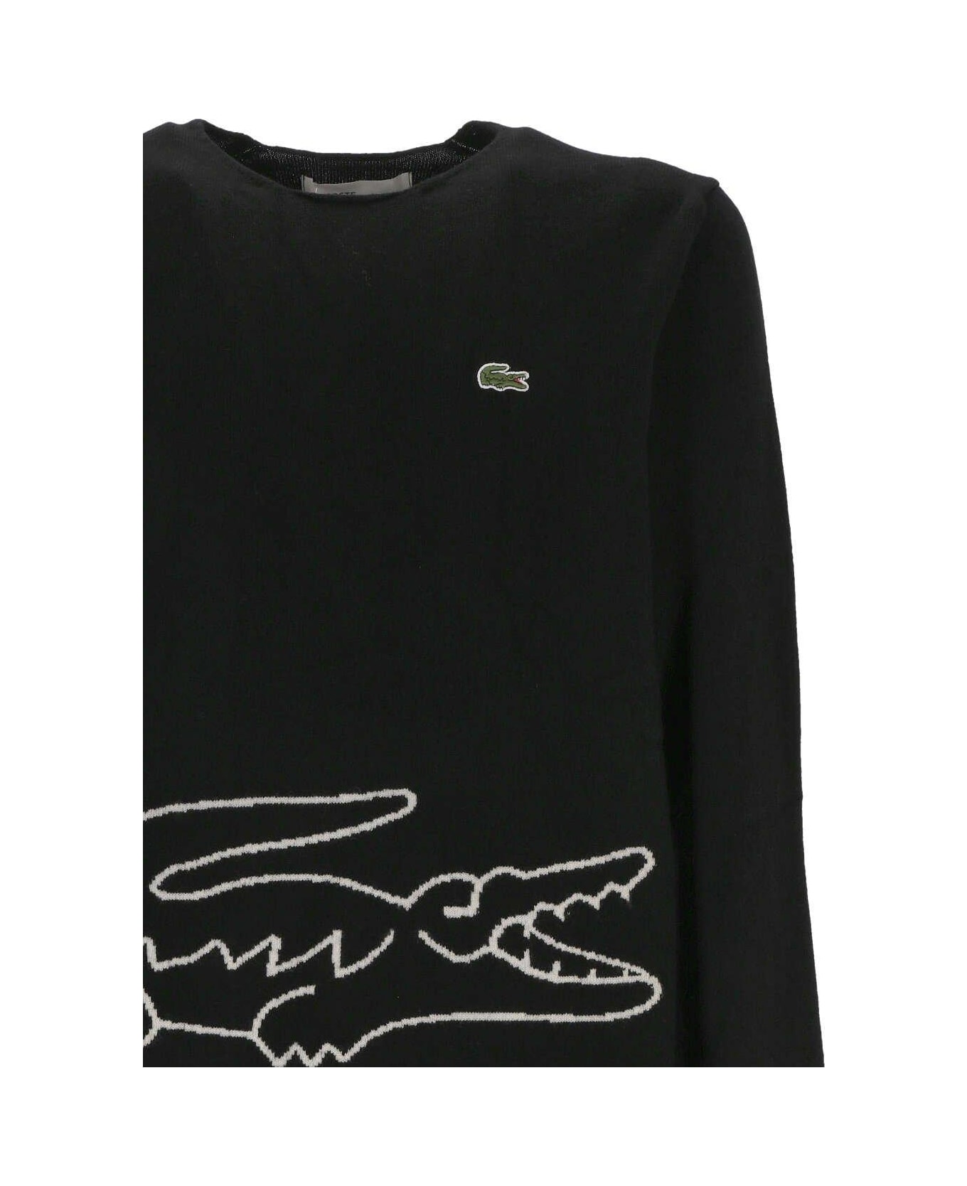 Comme des Garçons X Lacoste Logo Detailed Long-sleeved Jumper - BLACK