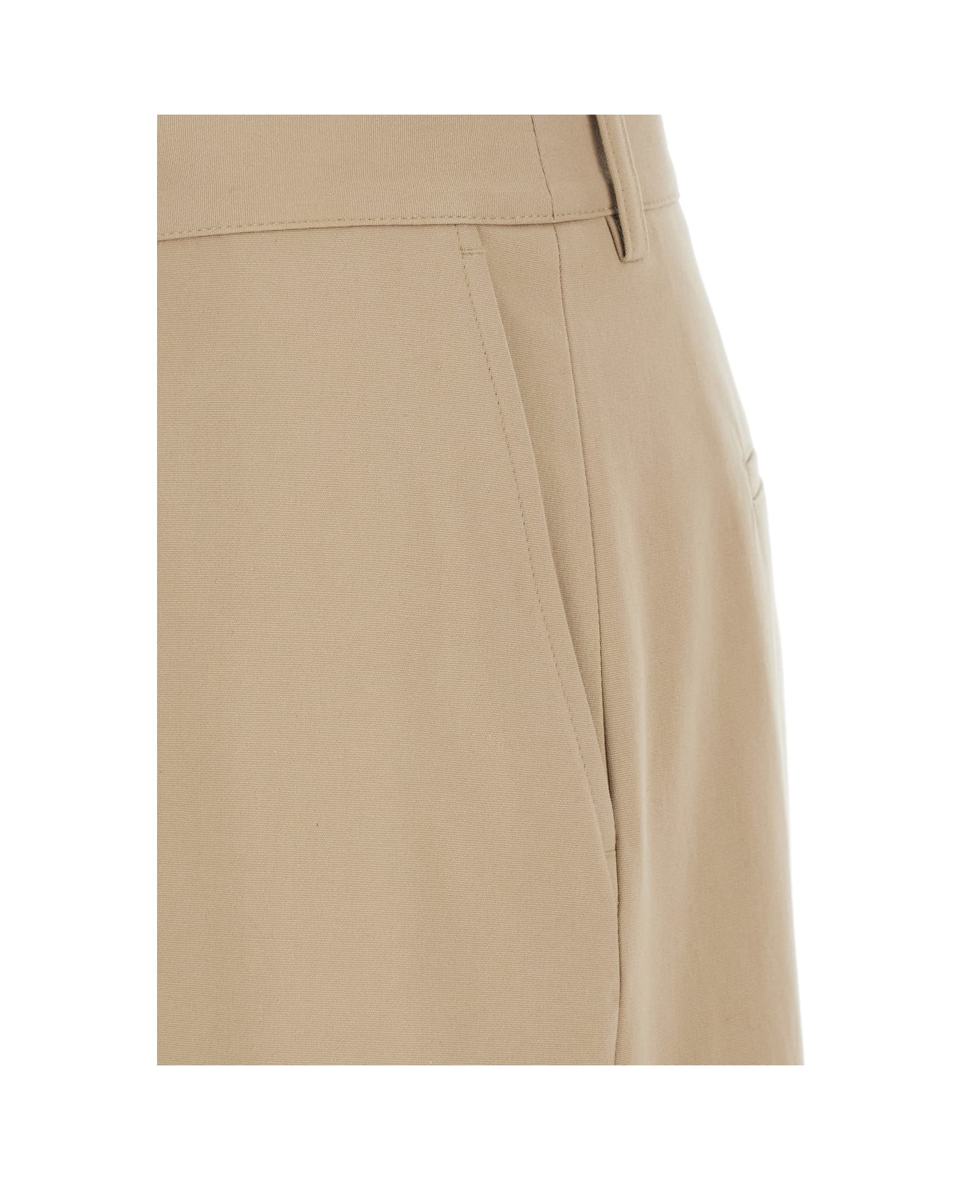 MSGM Beige Wide Bermuda Shorts With Belt Loops And Back Pockets In Cotton Woman - Beige