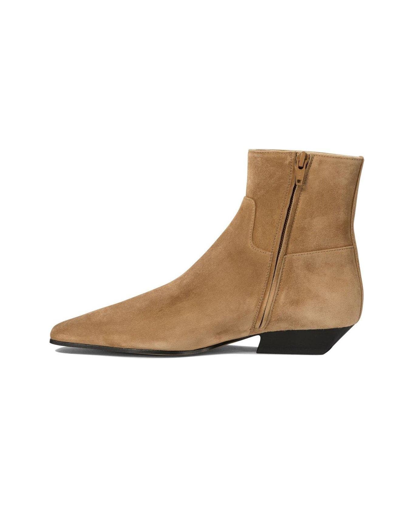 Khaite Marfa Square-toe Ankle Boots - Camel ブーツ