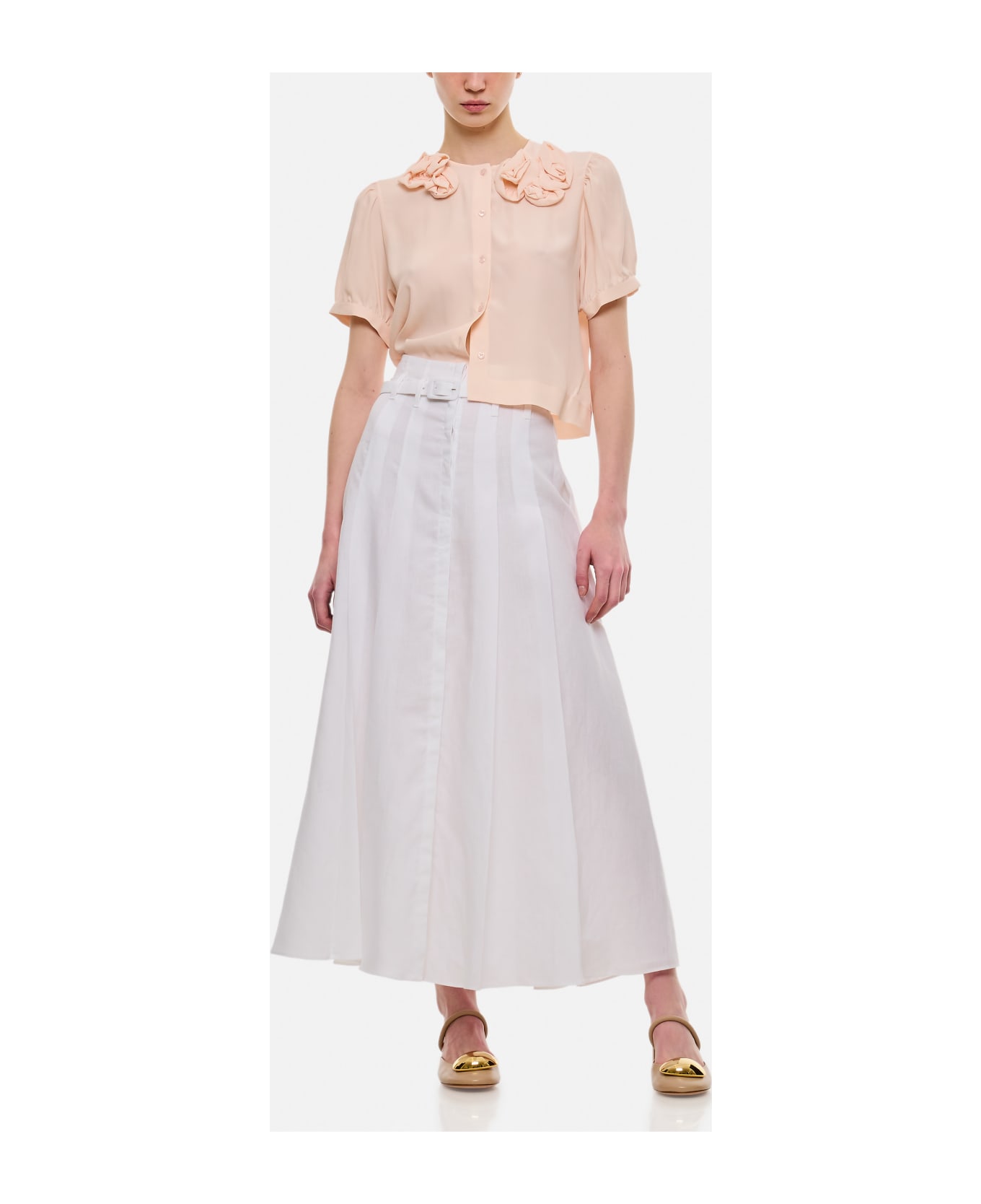 Gabriela Hearst Dugald Midi Cotton Skirt - White