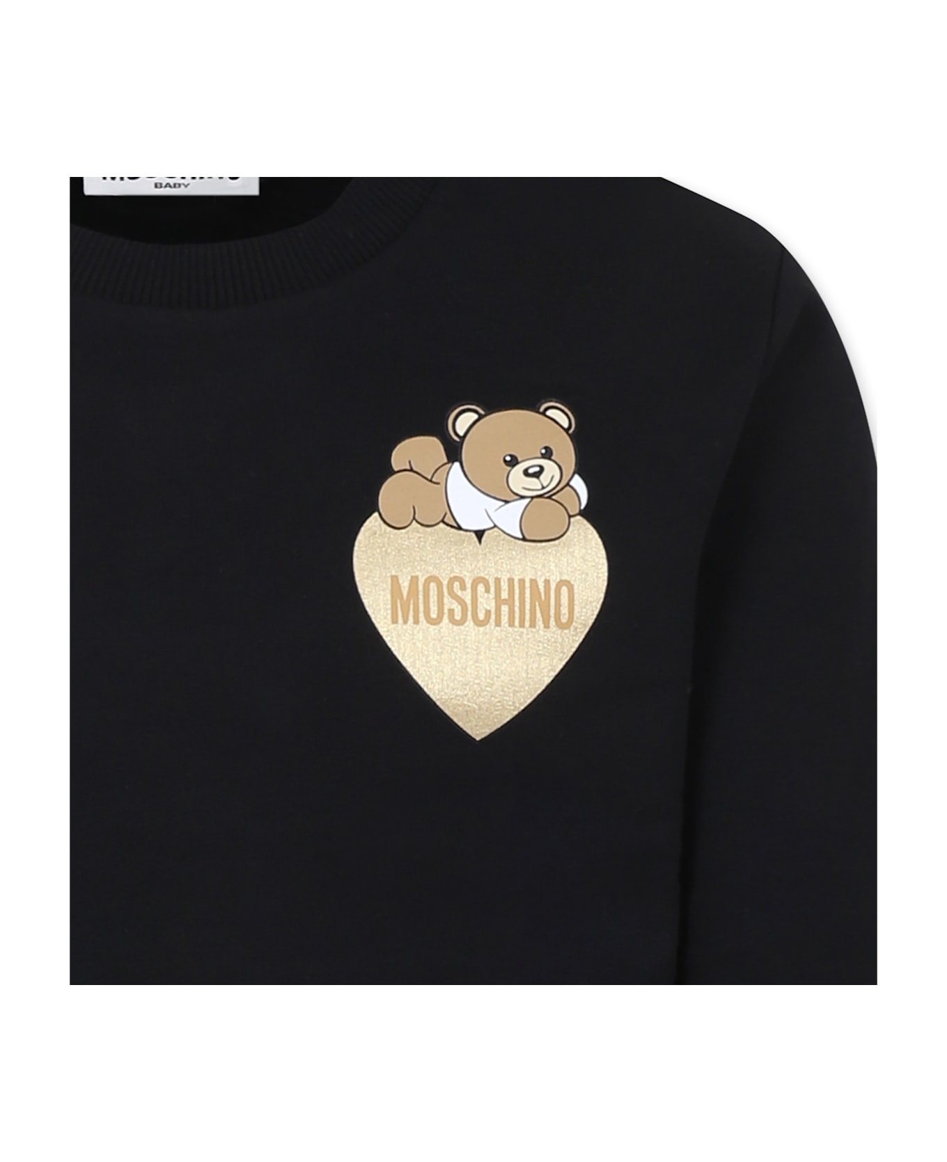 Moschino Black Sweatshirt For Girl With Teddy Bear - Black