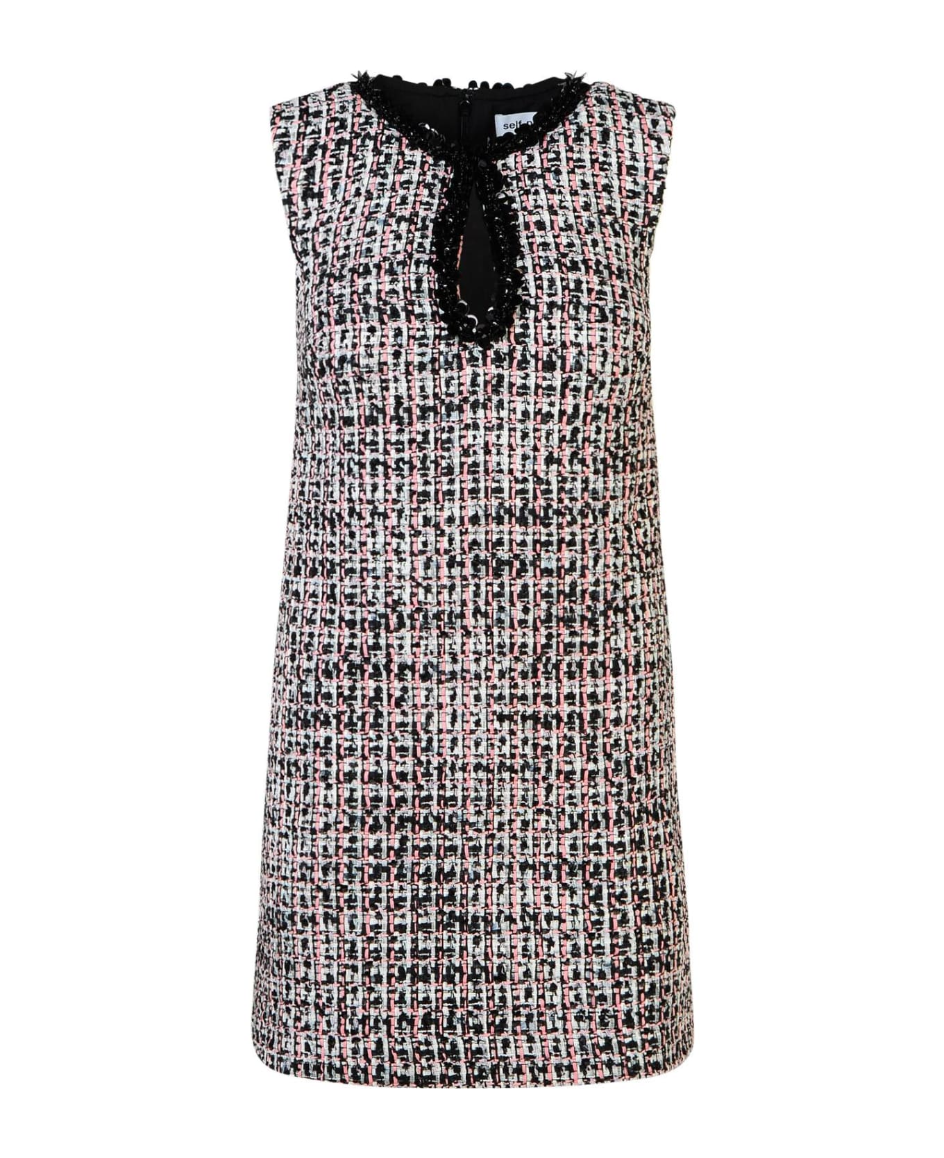 self-portrait Boucle Embellished Mini Dress - BLACK MULTI