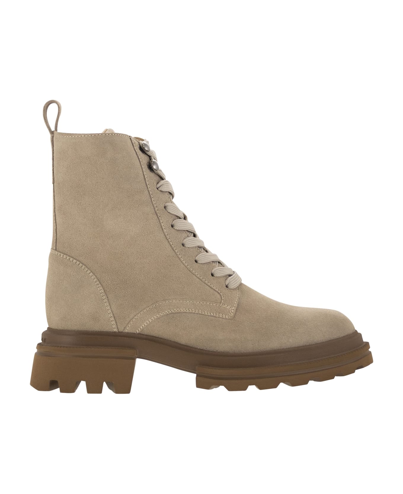 Hogan H674 - Suede Lace-up Boot - Beige