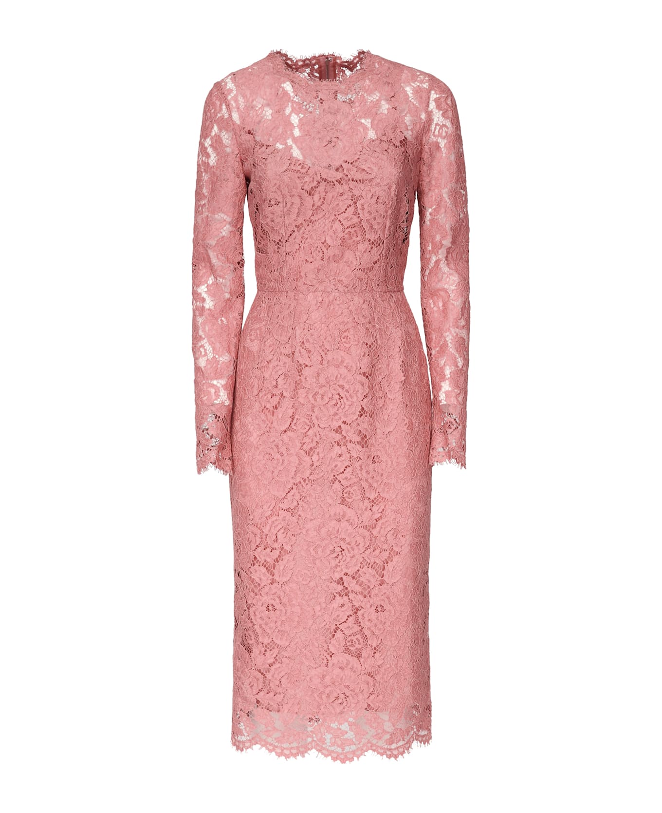 Dolce 
Gabbana Lace Sheath Longuette Dress - Pink