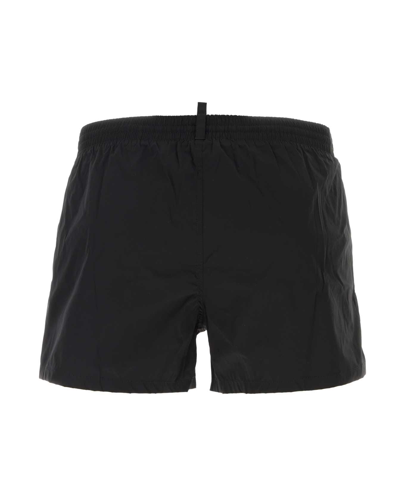 Dsquared2 Black Stretch Nylon Swimming Shorts - BLACK 水着