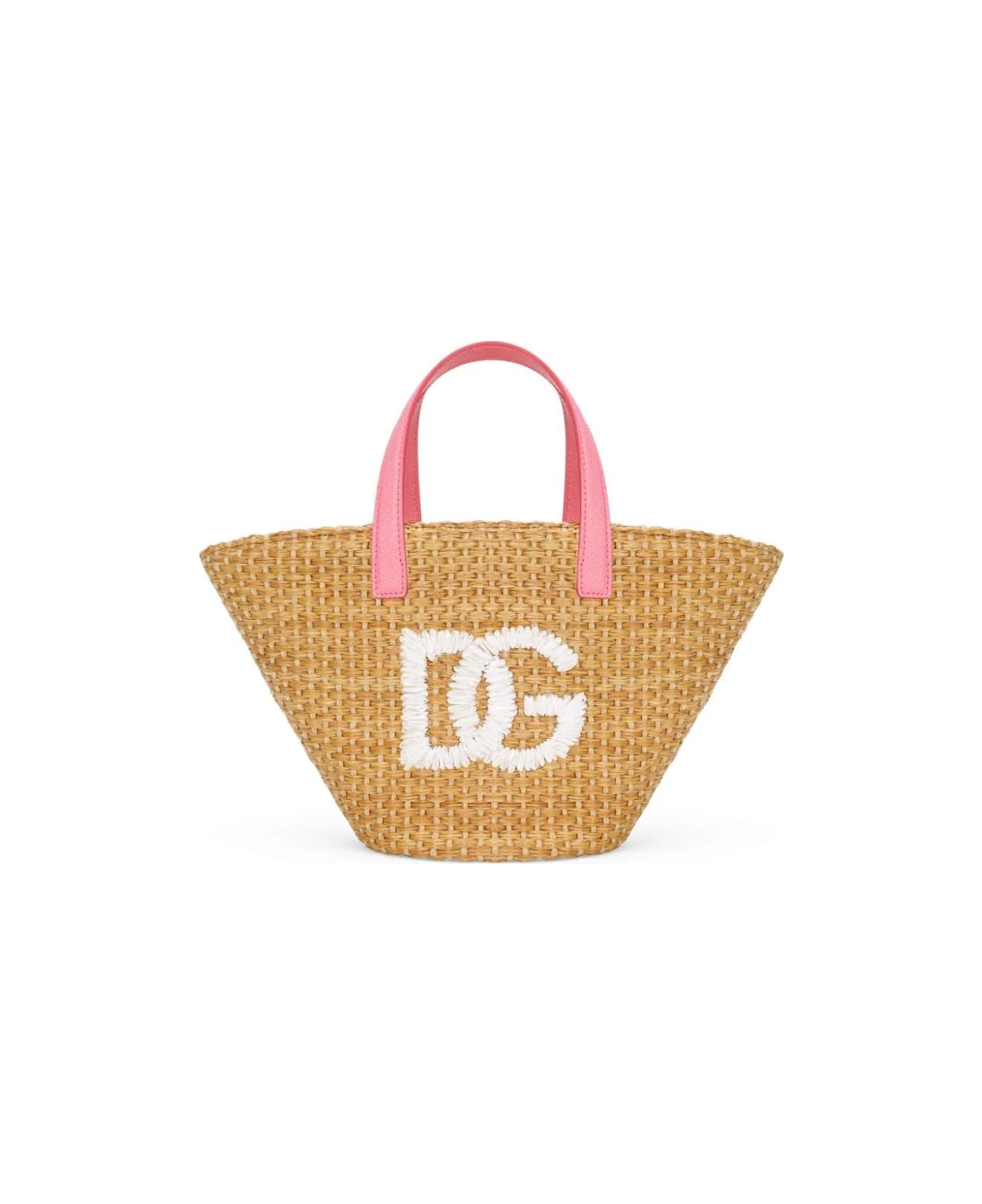 Dolce & Gabbana Straw Bag With Logo - Brown