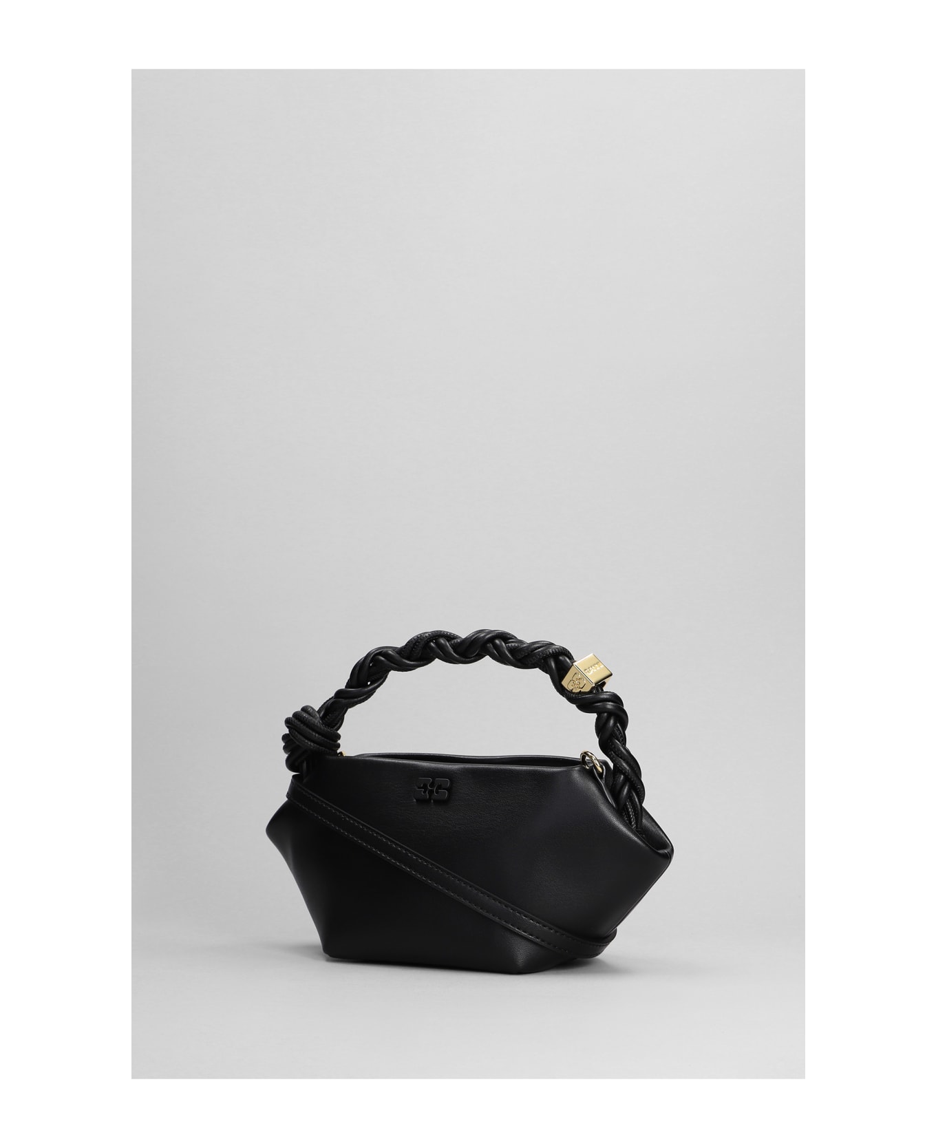 Ganni Bou Hand Bag In Black Leather - black