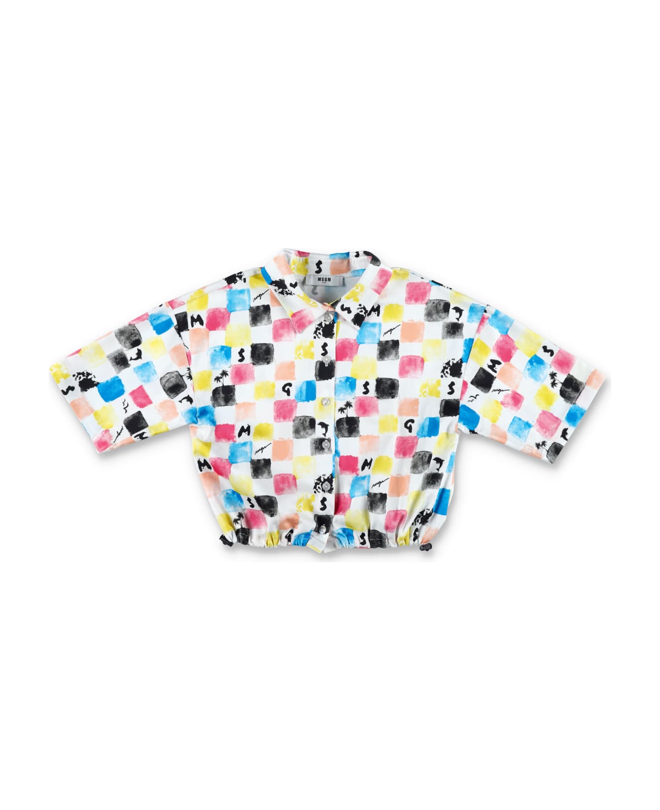 MSGM Printed Cropped Shirt - MULTICOLOR