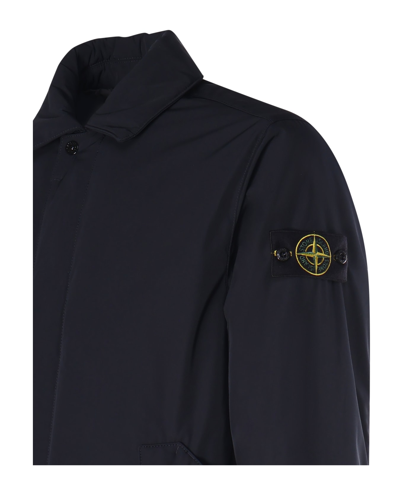 Stone Island Jacket With Large Side Pockets - Blu