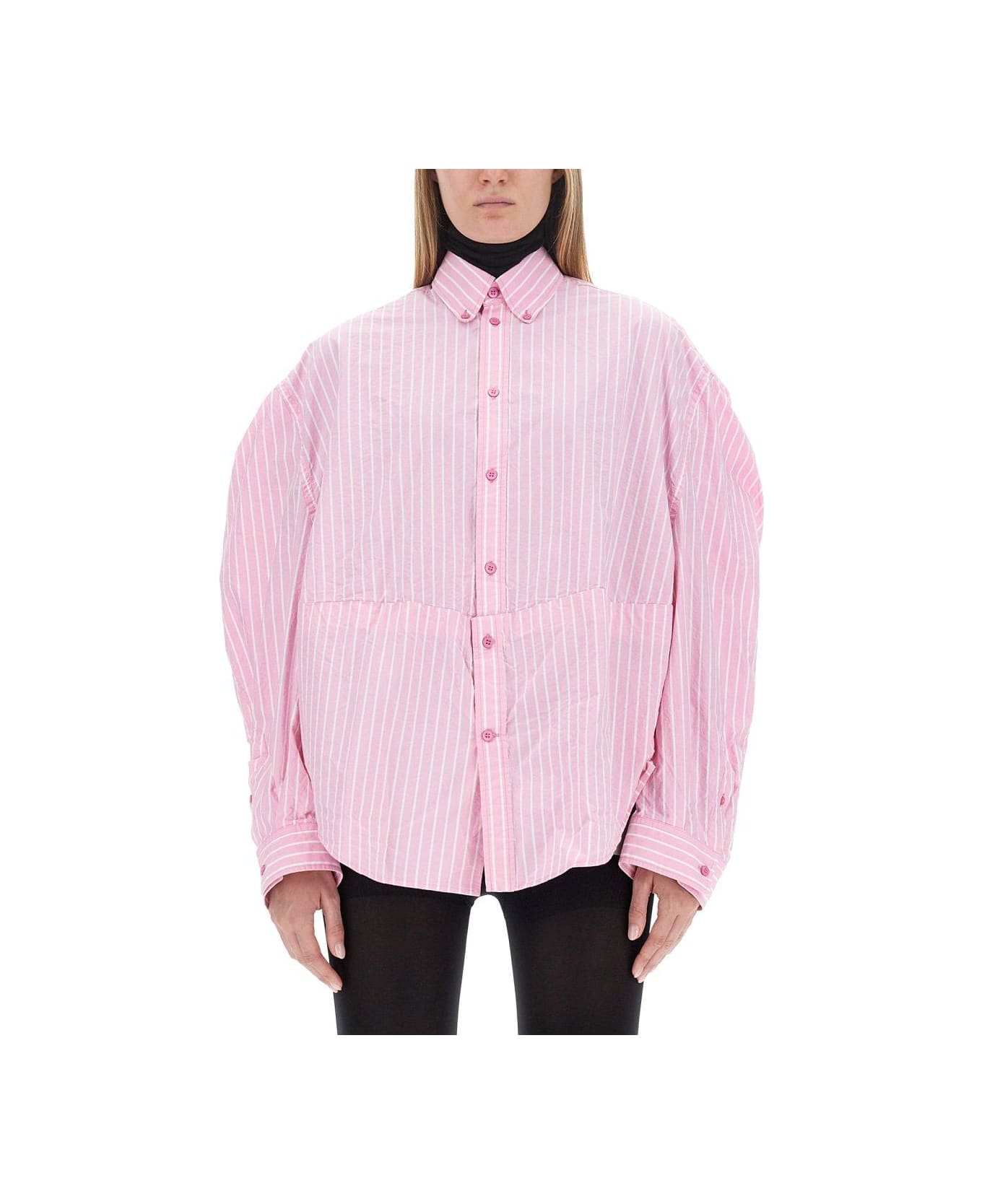 Balenciaga Striped Oversized Shirt - PINK